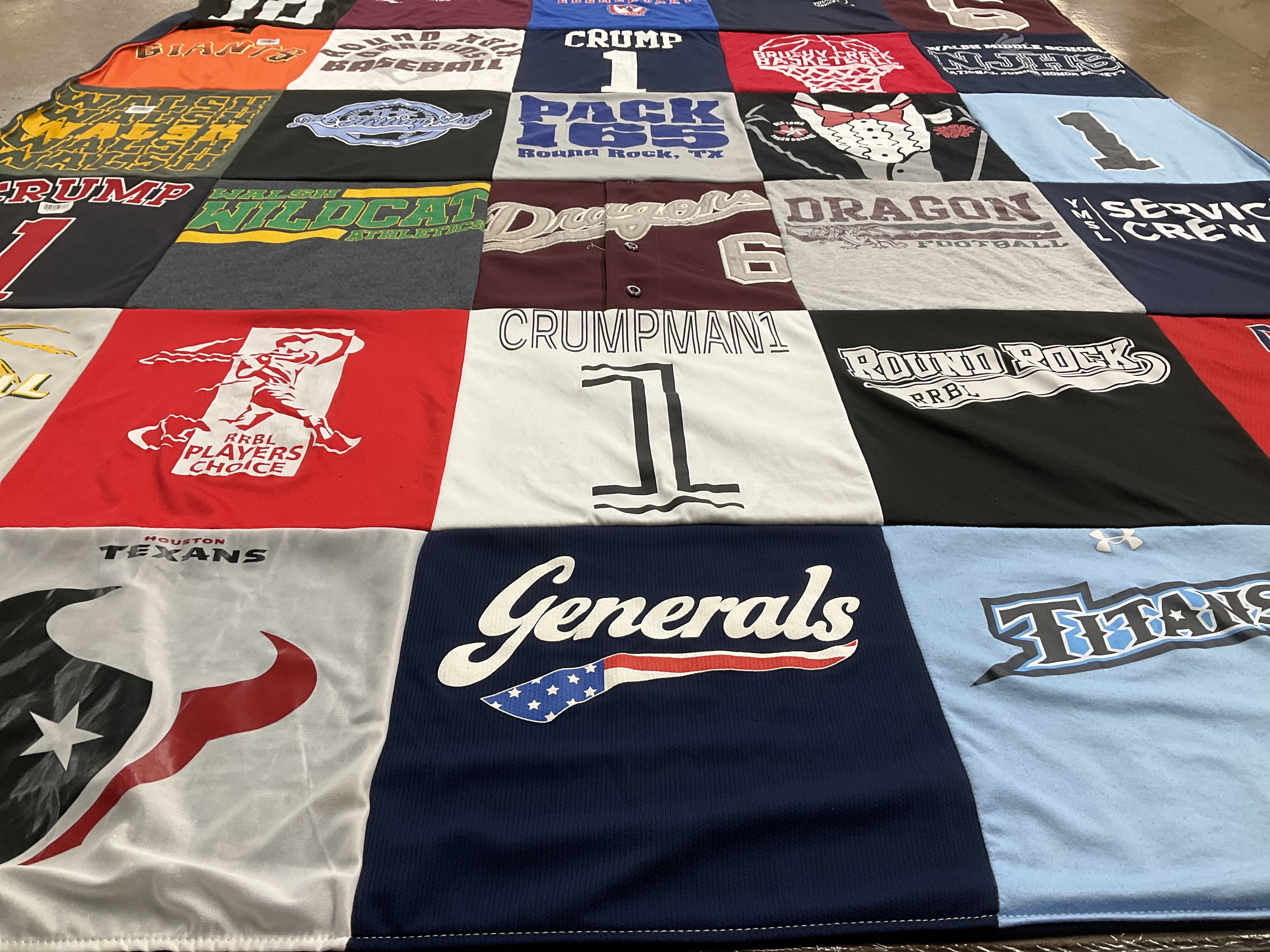 T-shirt quilt featuring houston texans, generals by Meredith from TX