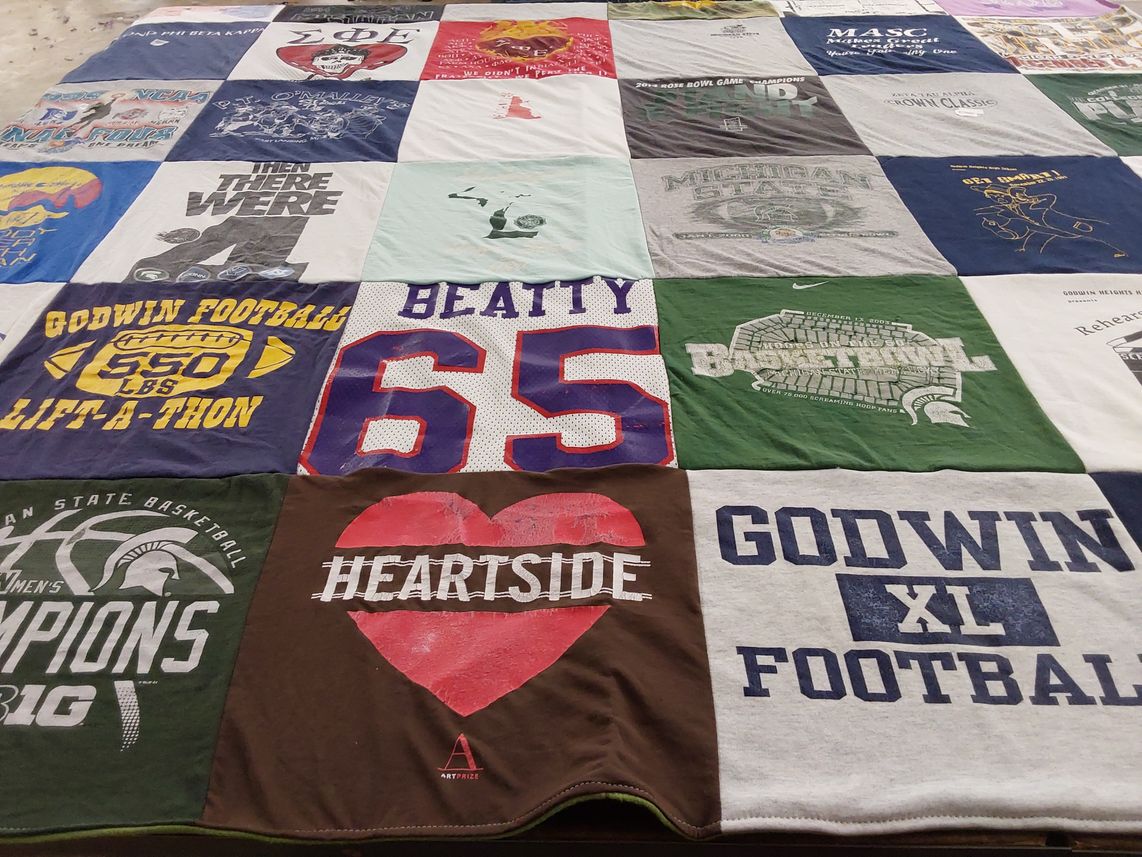 T-shirt quilt featuring godwin football, michigan state basketball by Patrick from MI