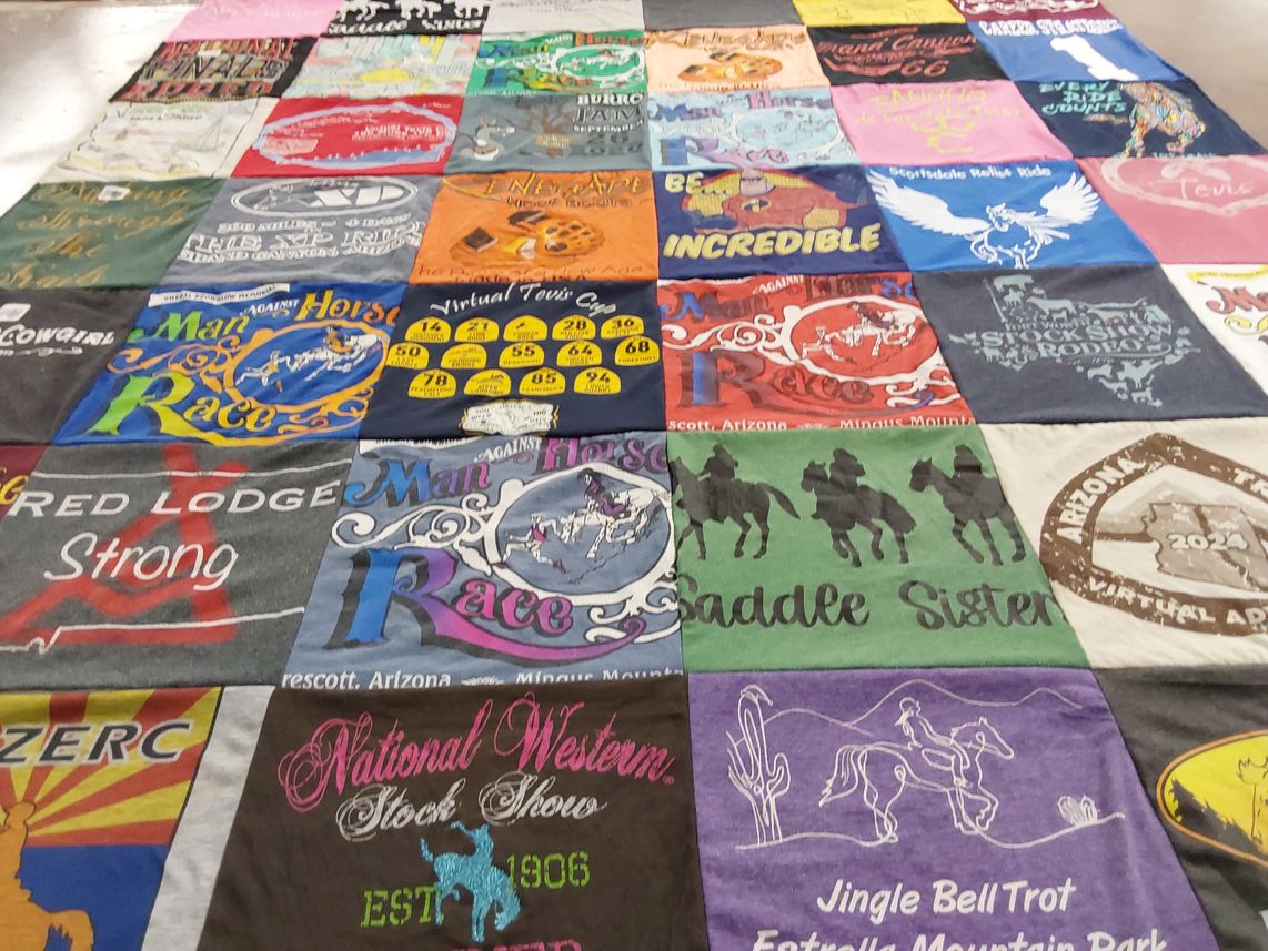 T-shirt quilt with horses, stock shows themes by Christina from AZ
