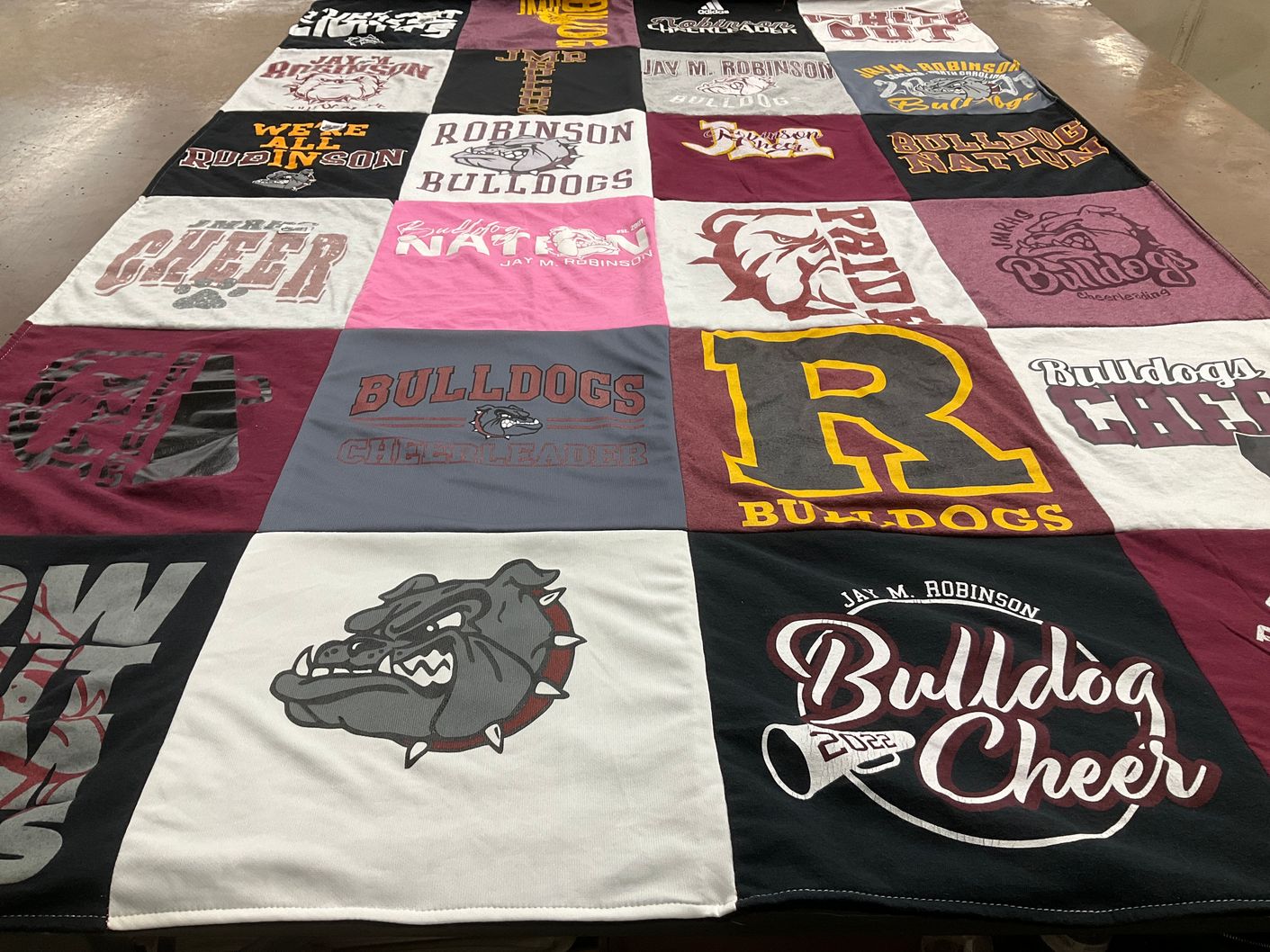 T-shirt quilt featuring jay m. robinson bulldogs by Elizabeth from NC