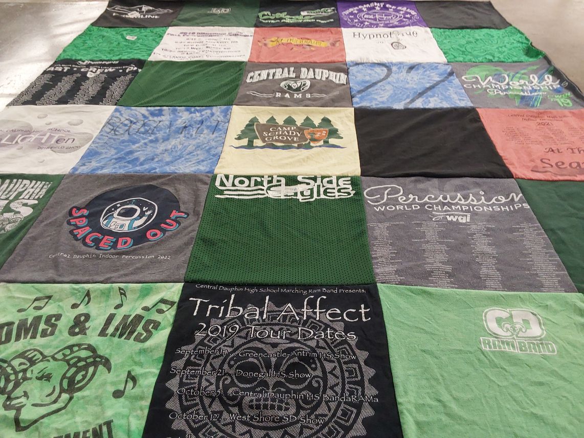 T-shirt quilt featuring central dauphin high school ram band by Eleanor from PA