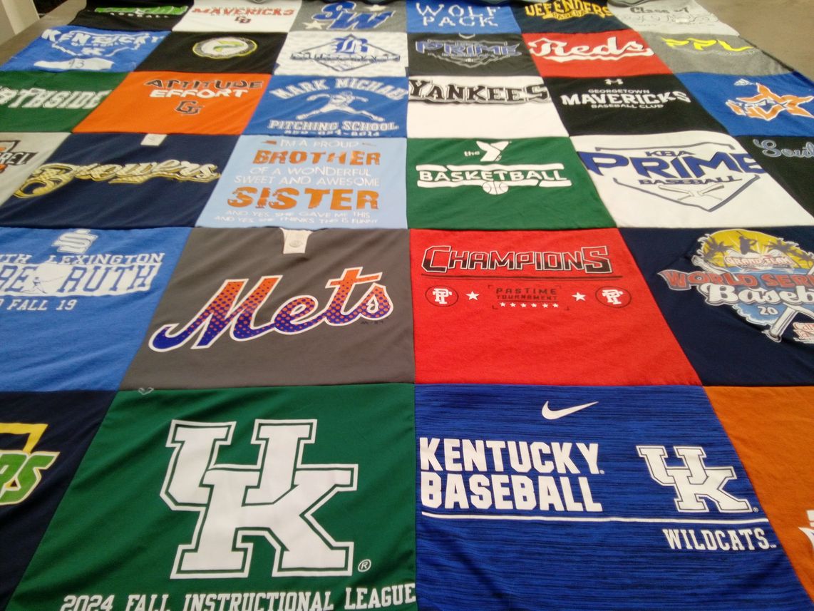 T-shirt quilt featuring kentucky wildcats, new york mets by Brittany from KY