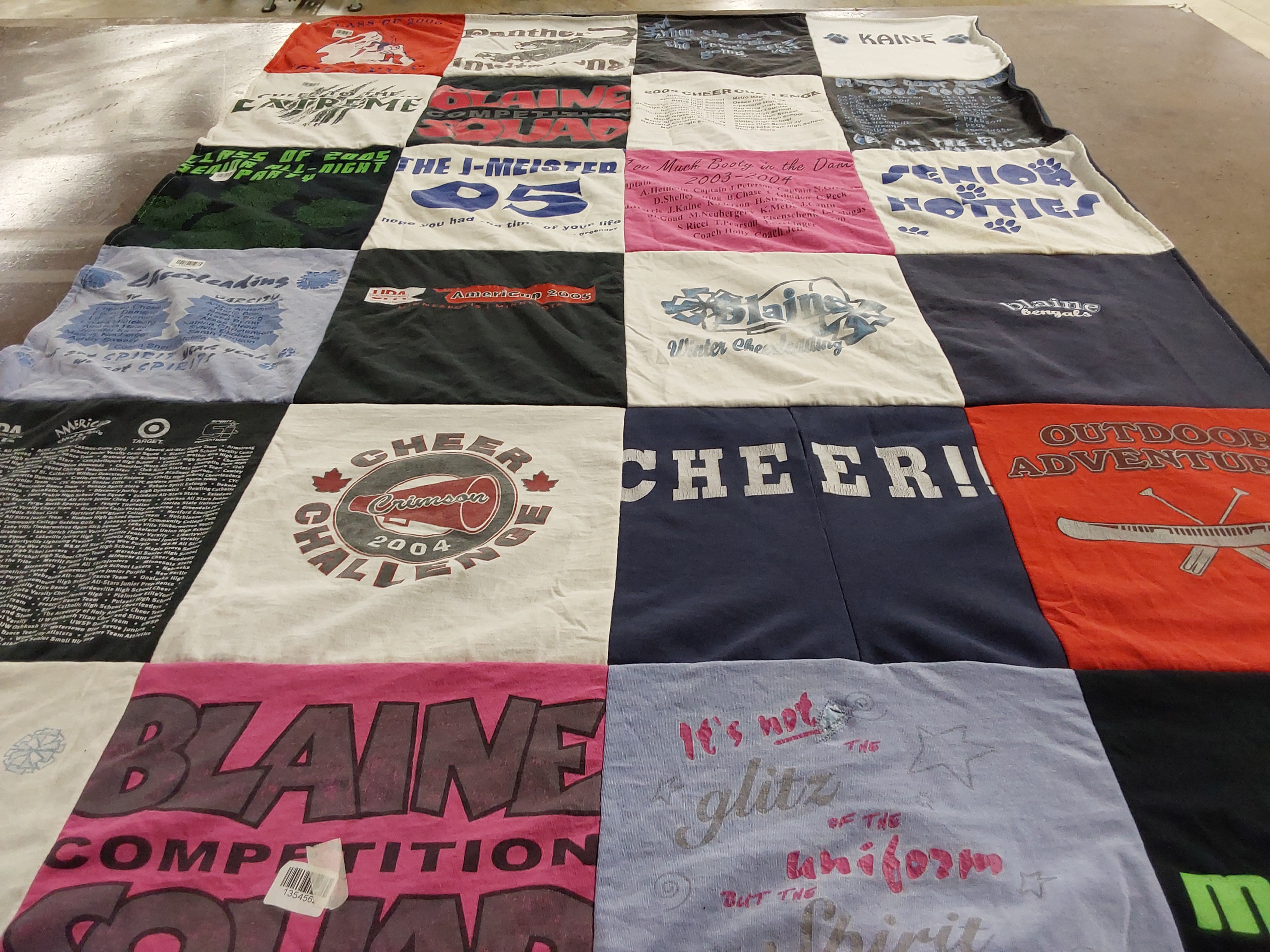 T-shirt quilt featuring blaine cheerleading by Jennifer from MN