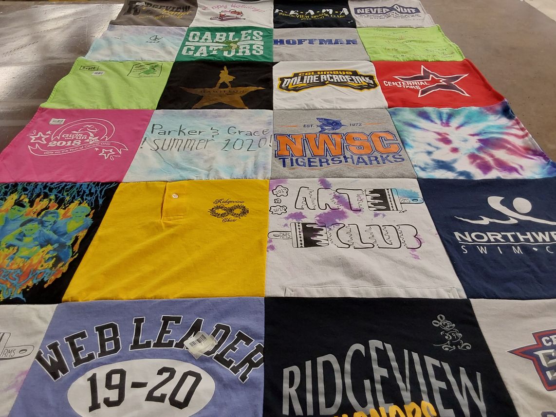 T-shirt quilt featuring tigersharks, gators by Lori from OH