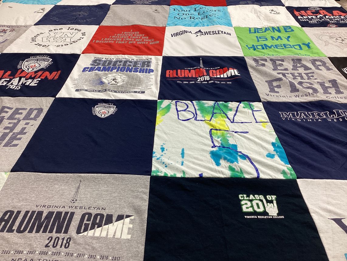 T-shirt quilt featuring virginia wesleyan marlins by Victoria from VA