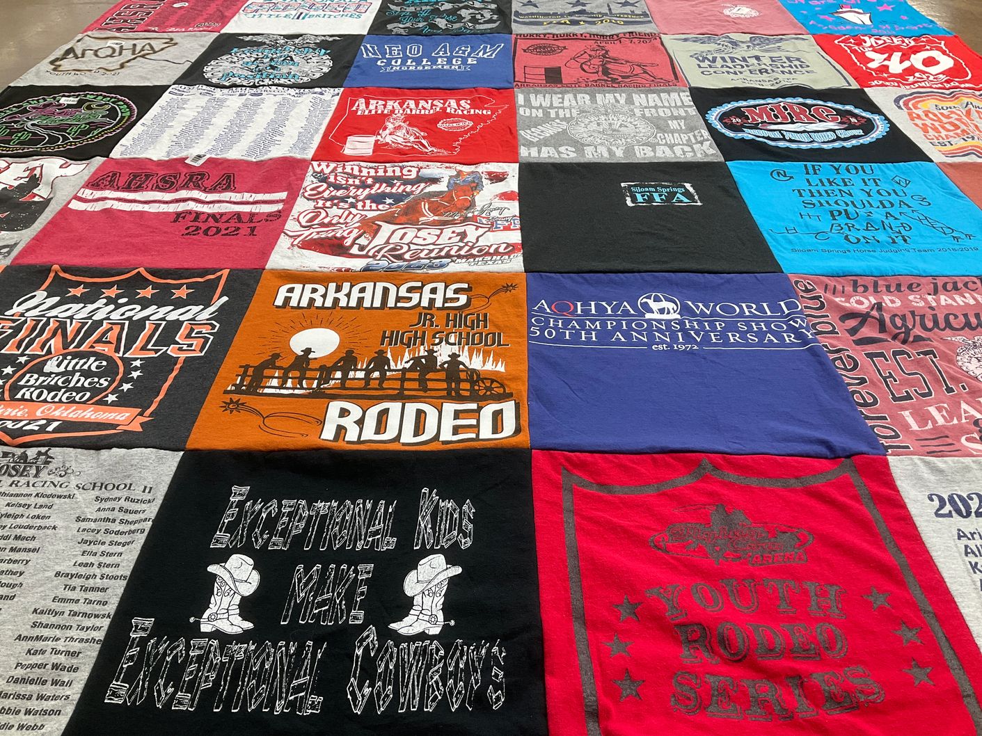 T-shirt quilt from arkansas high school by Sandy from AR