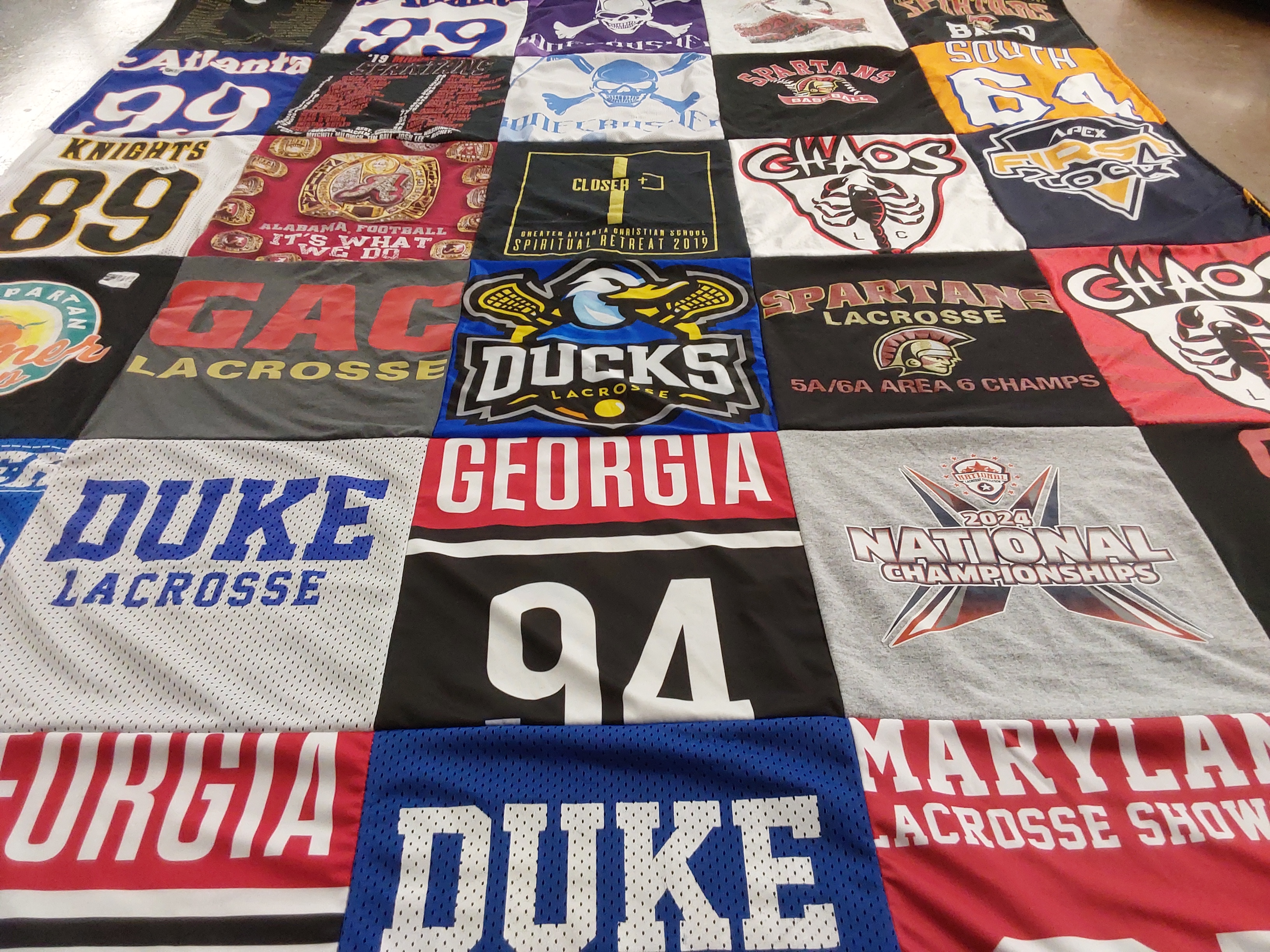 T-shirt quilt featuring spartan lacrosse by Michele from GA