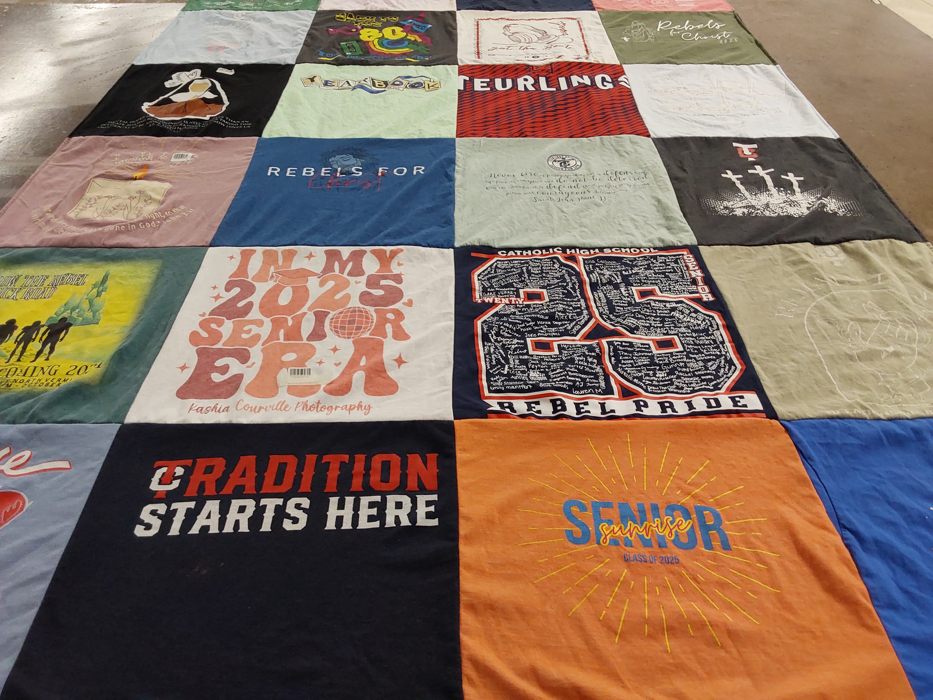 T-shirt quilt from catholic high school by Jennifer from LA