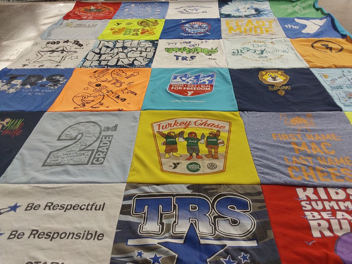 T-shirt quilt from theodore r. shannon school by Liz from FL
