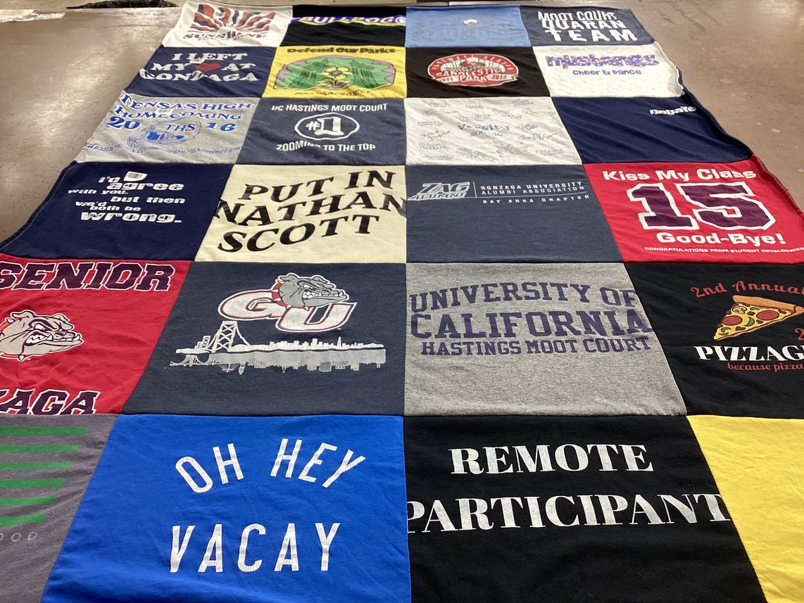 T-shirt quilt featuring gonzaga university, hastings moot court by Kara from CA