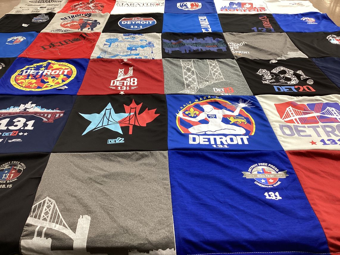 T-shirt quilt with running, fitness themes by Anthony from MI