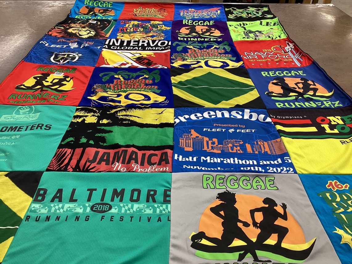 T-shirt quilt with running, marathons themes by mckenley from VA