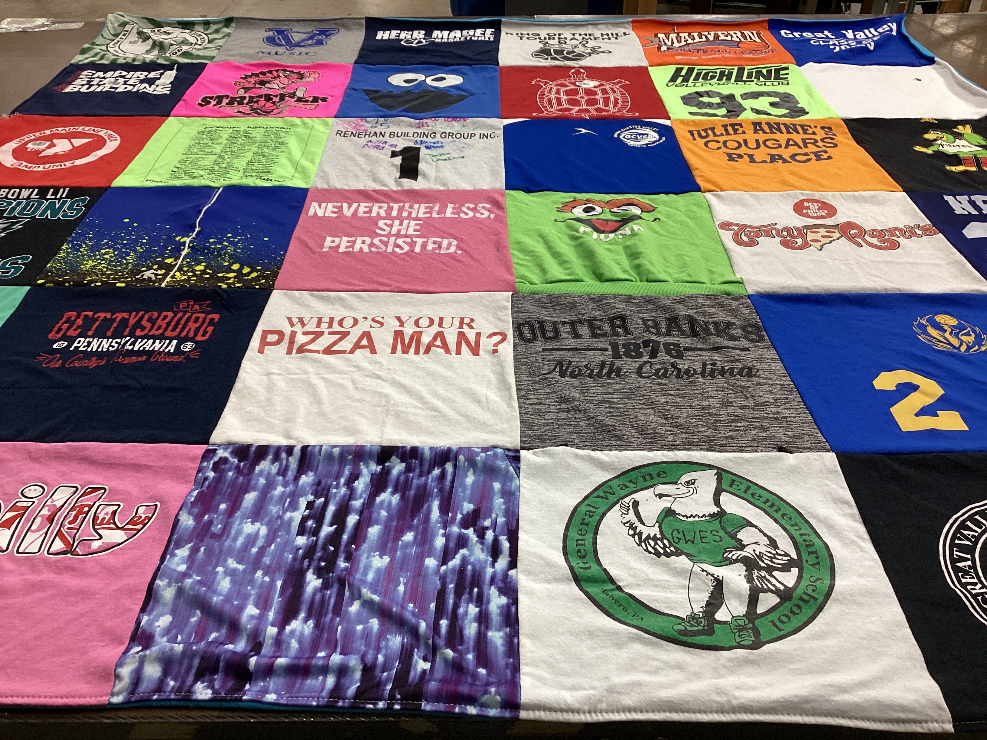T-shirt quilt from gettysburg college by Erin from PA