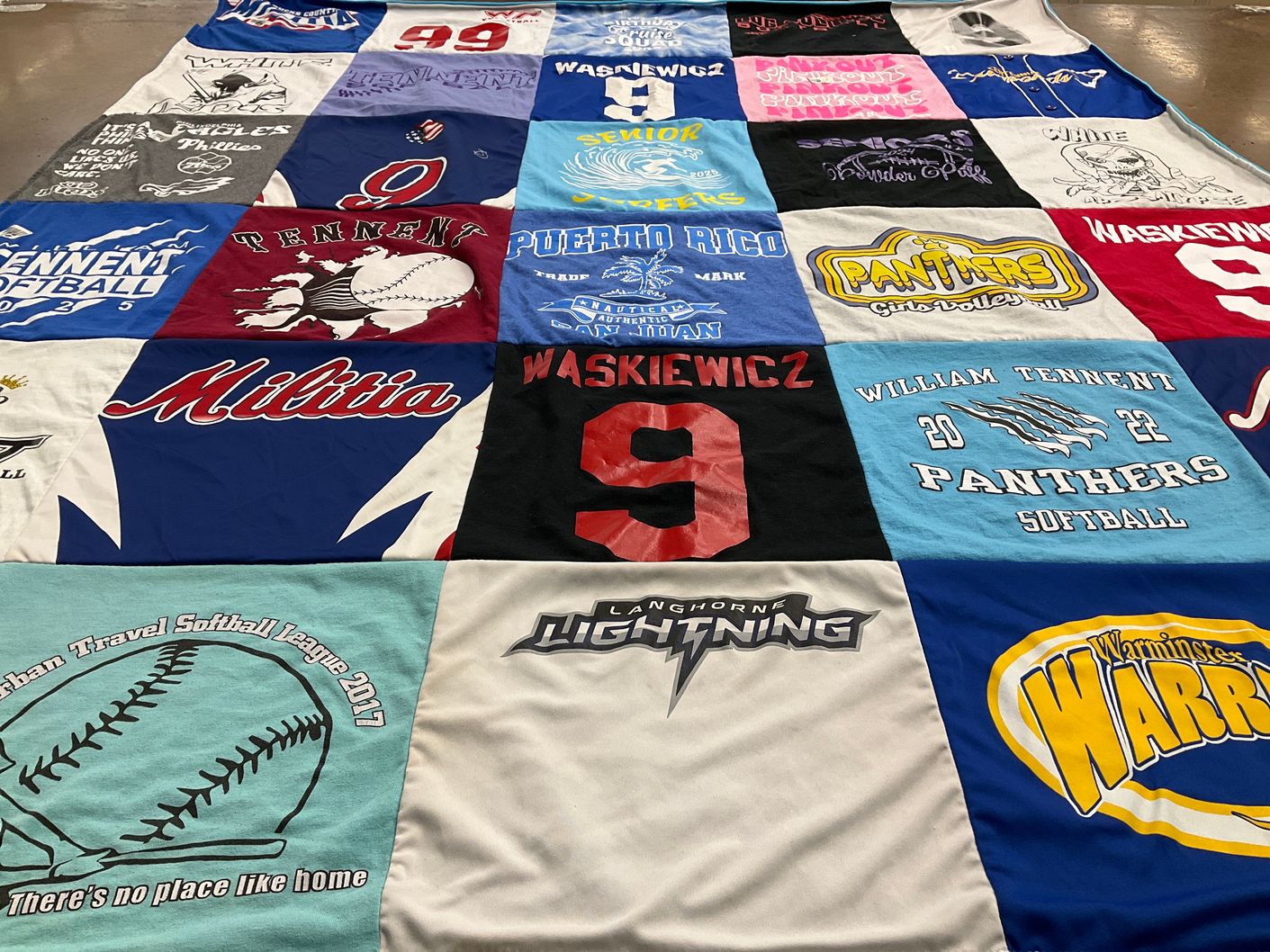 T-shirt quilt featuring panthers by Victoria from PA
