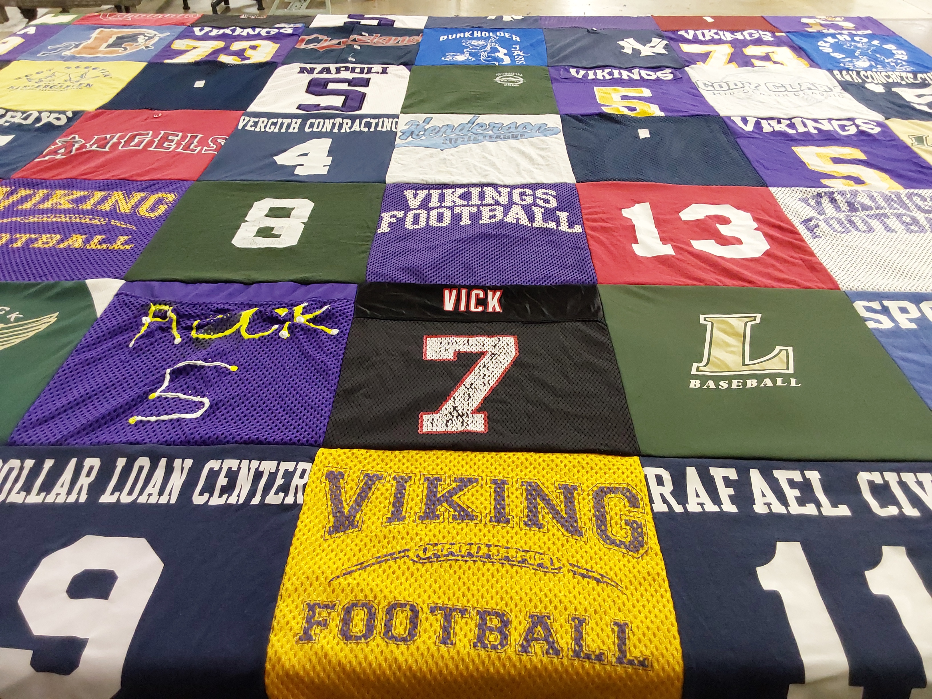T-shirt quilt featuring vikings football by Melissa from CA
