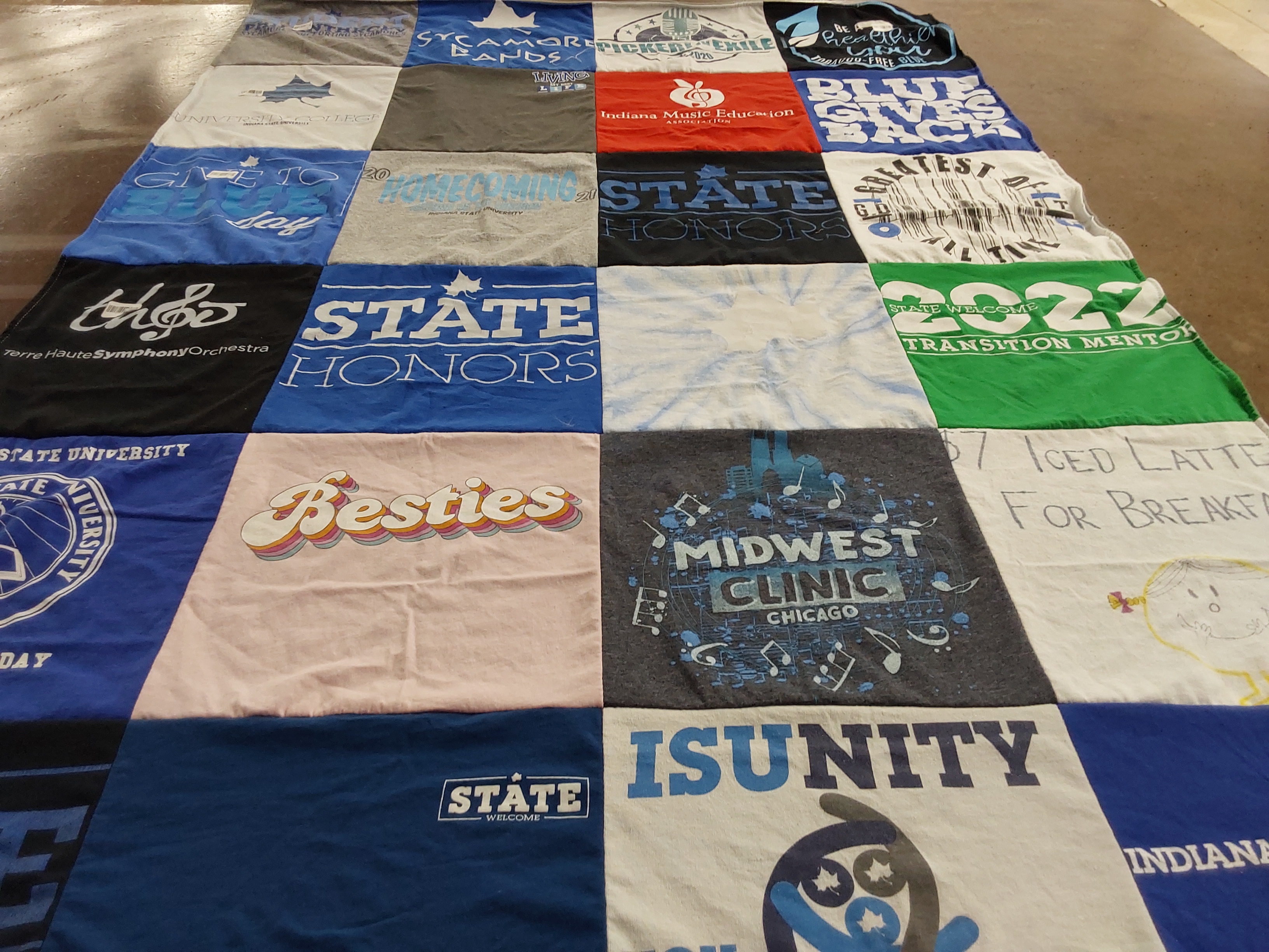 T-shirt quilt from state university, indiana university by Emma from IN