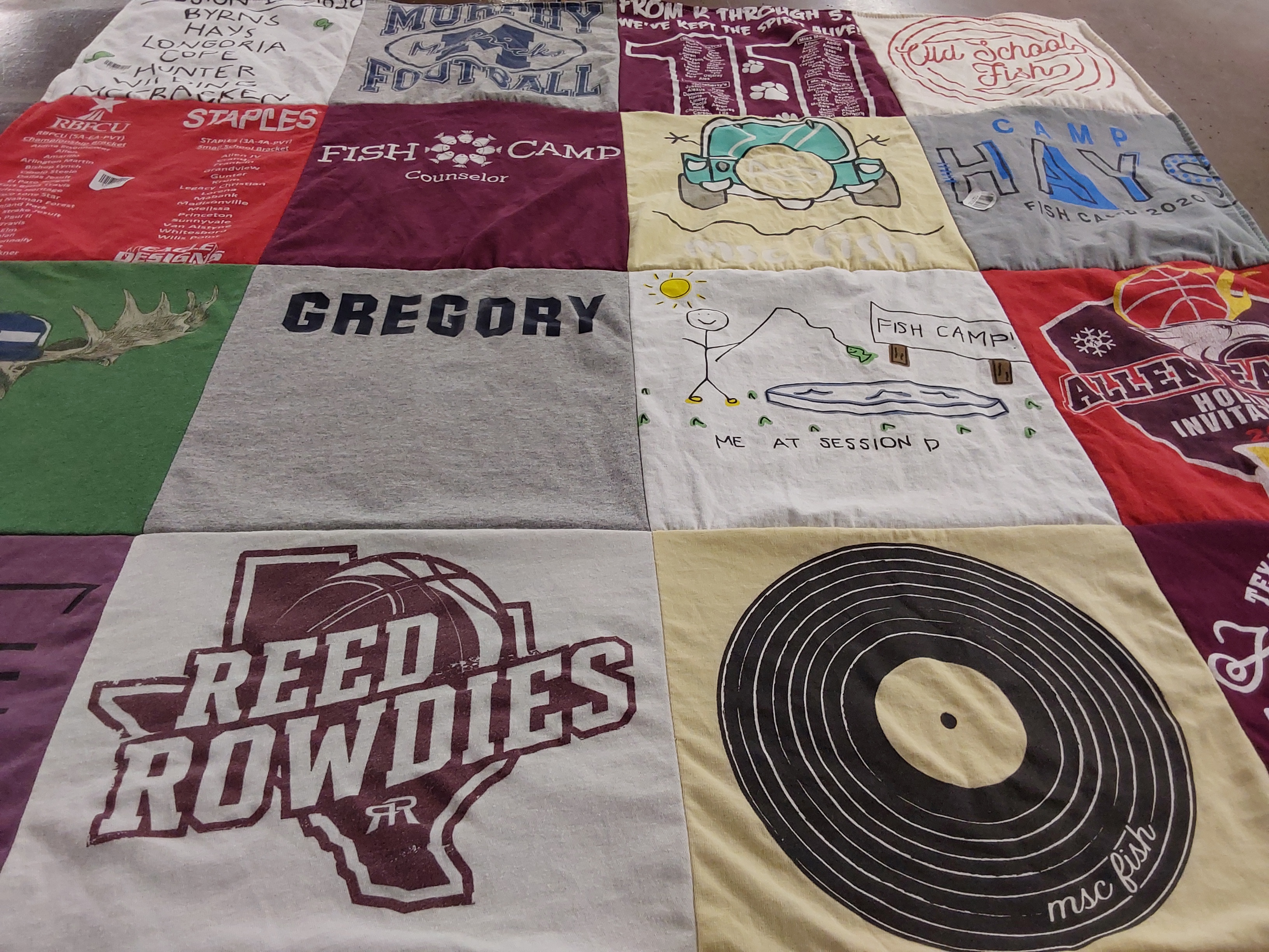 T-shirt quilt featuring reed rowdies by Andrew from TX