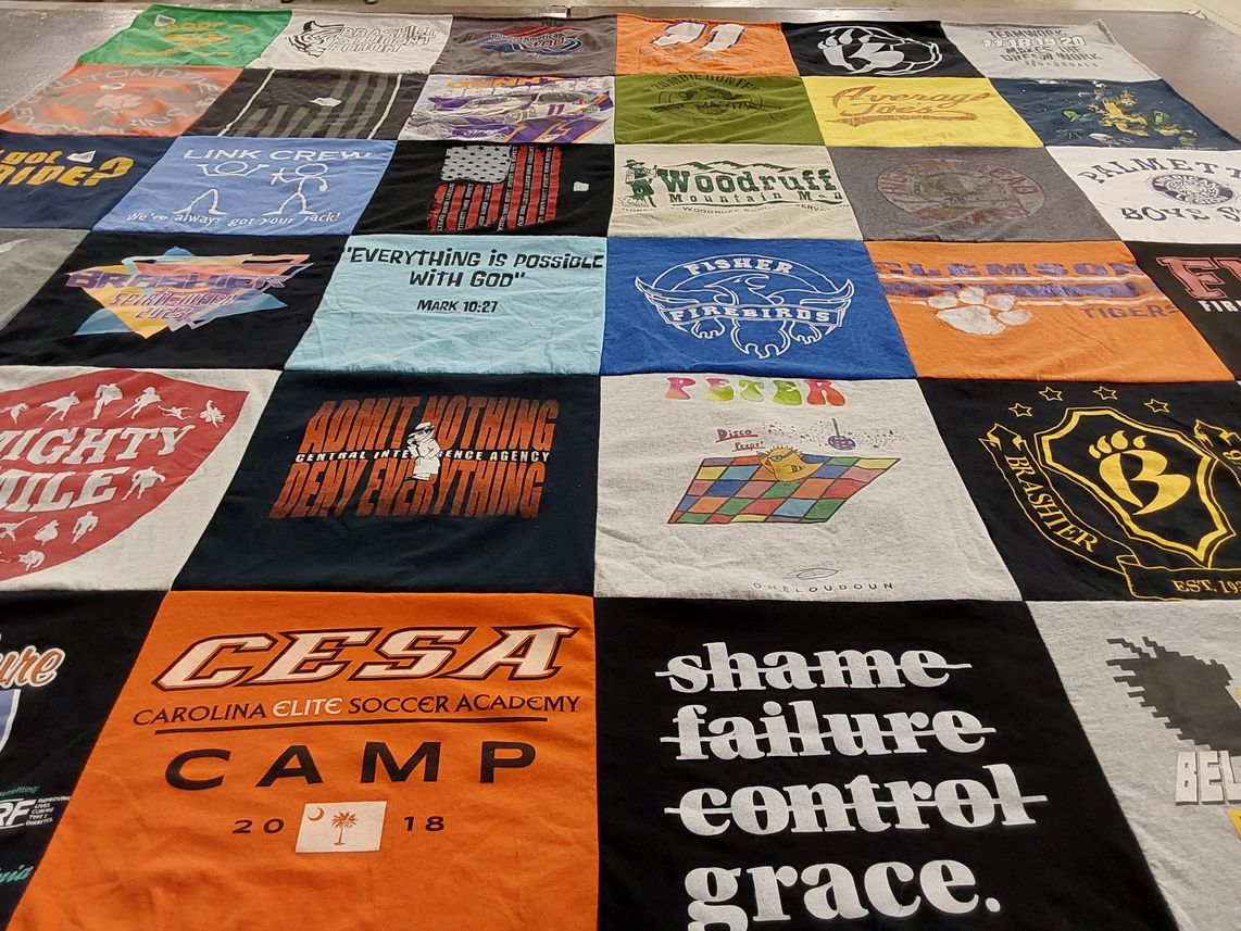T-shirt quilt from clemson university, woodruff high school by Elizabeth from SC