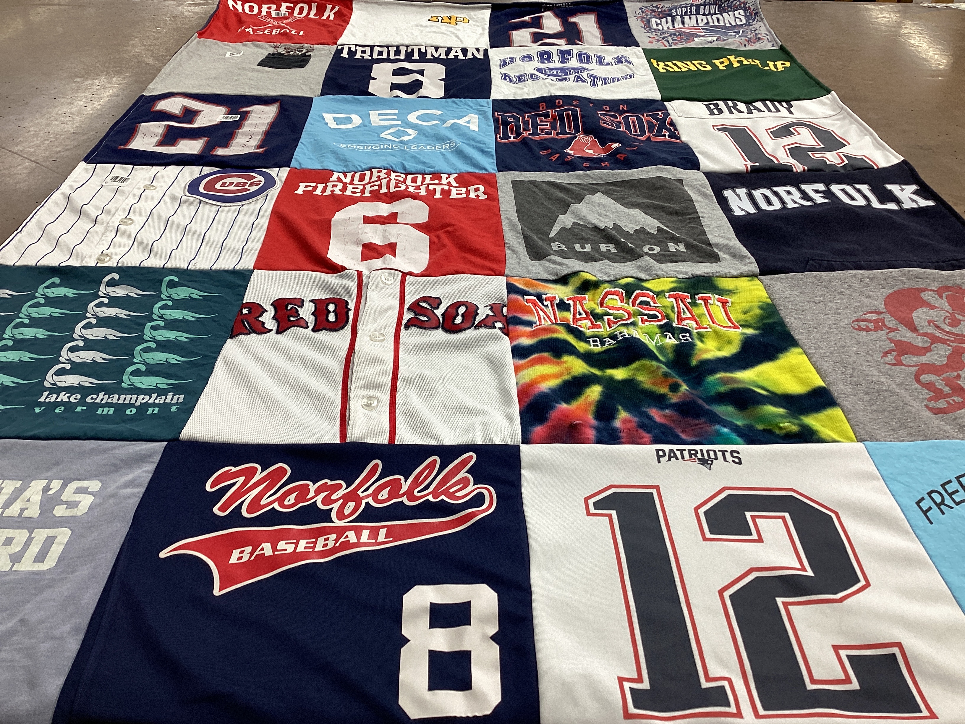 T-shirt quilt featuring boston red sox, new england patriots by Catherine from MA