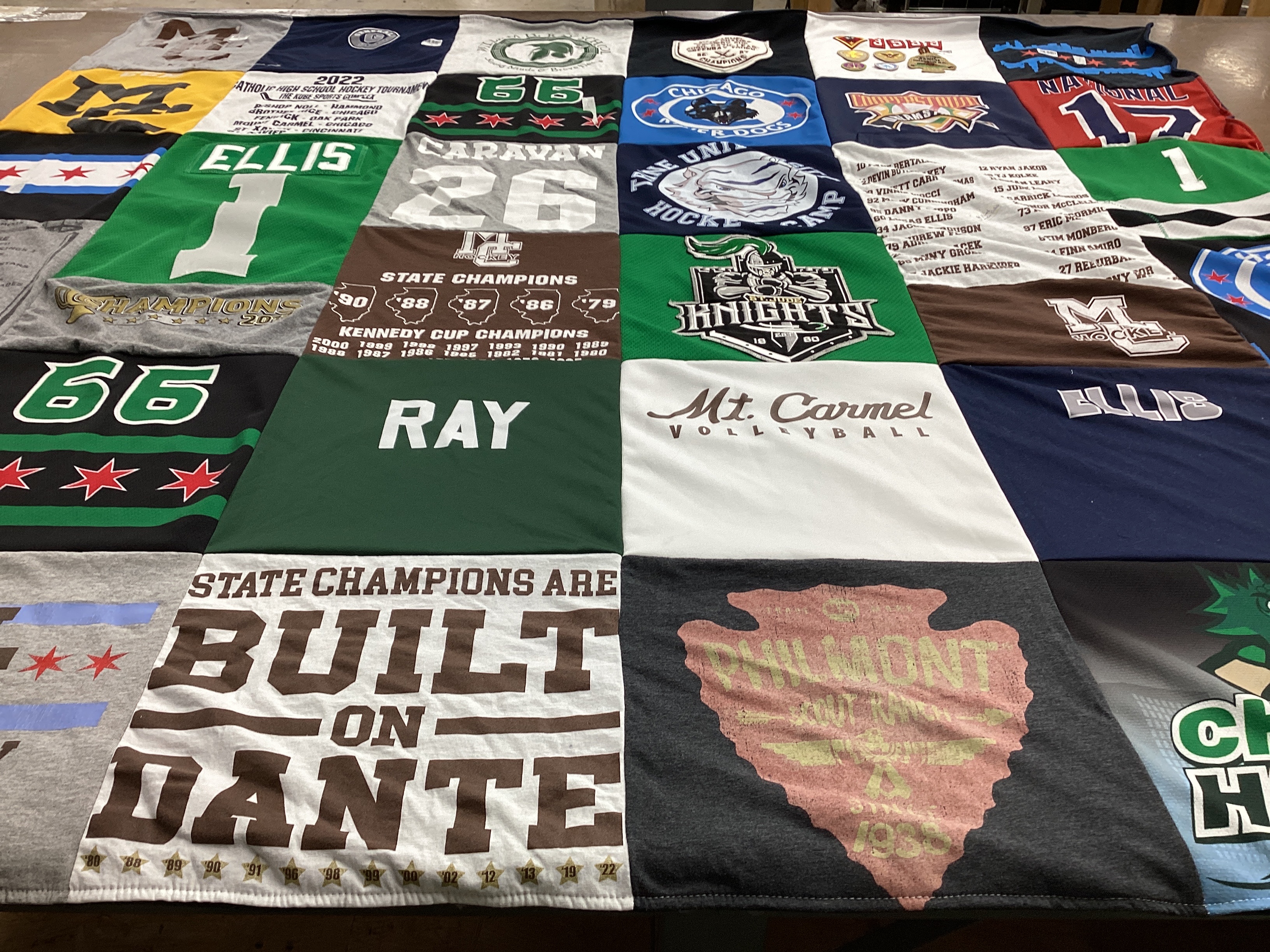 T-shirt quilt featuring knights hockey team by Silvia from IL