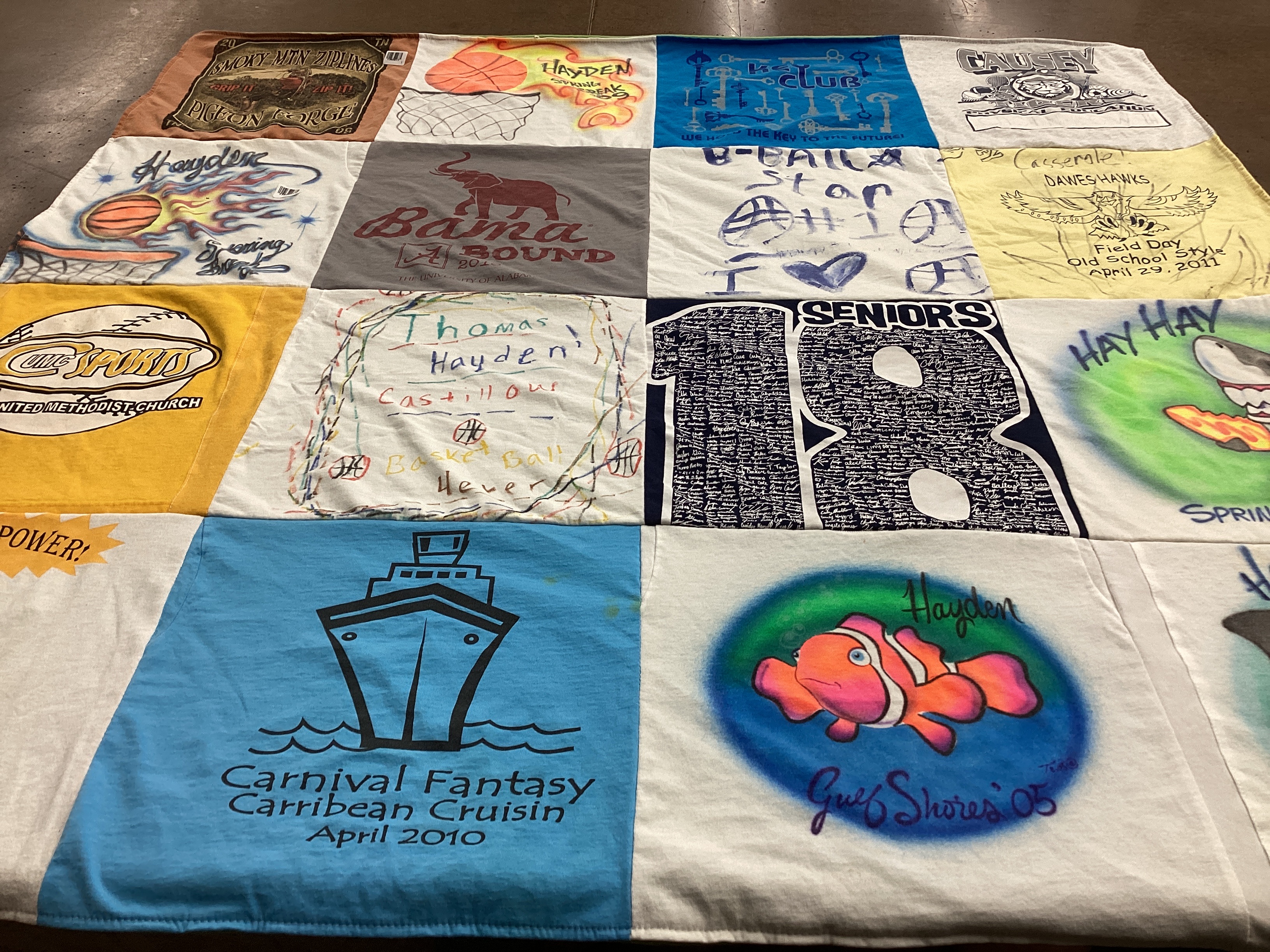 T-shirt quilt featuring hayden high school basketball by Traci from AL