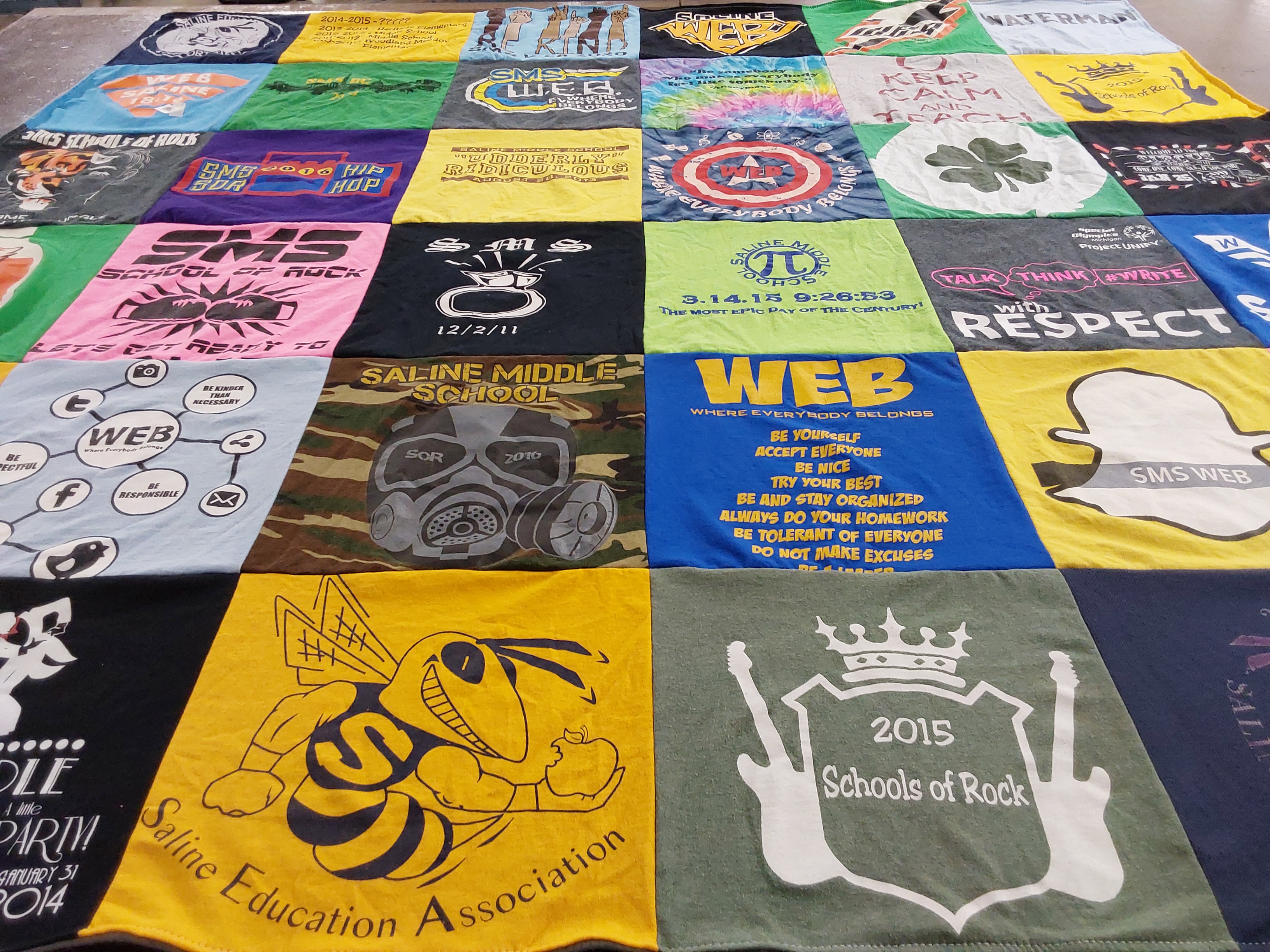 T-shirt quilt featuring saline middle school by Deborah from MI