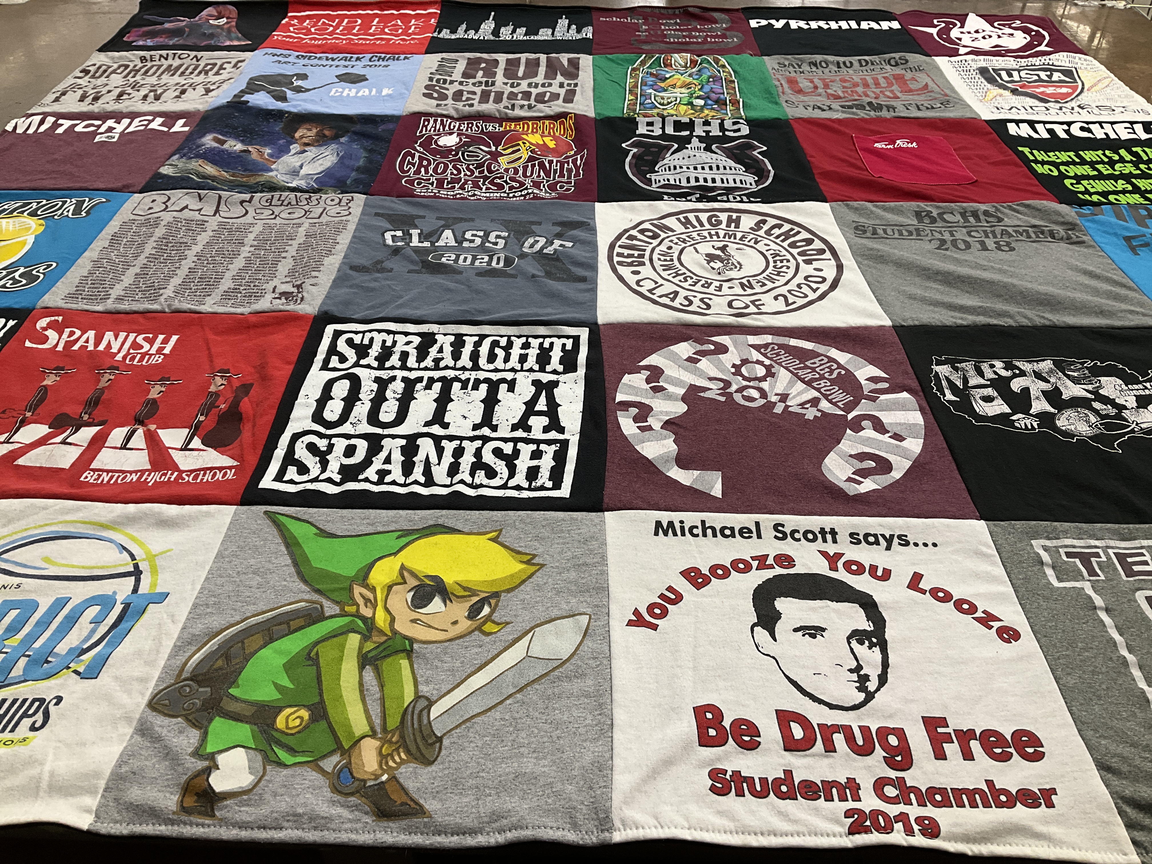 T-shirt quilt from benton high school by MaryAnn from IL