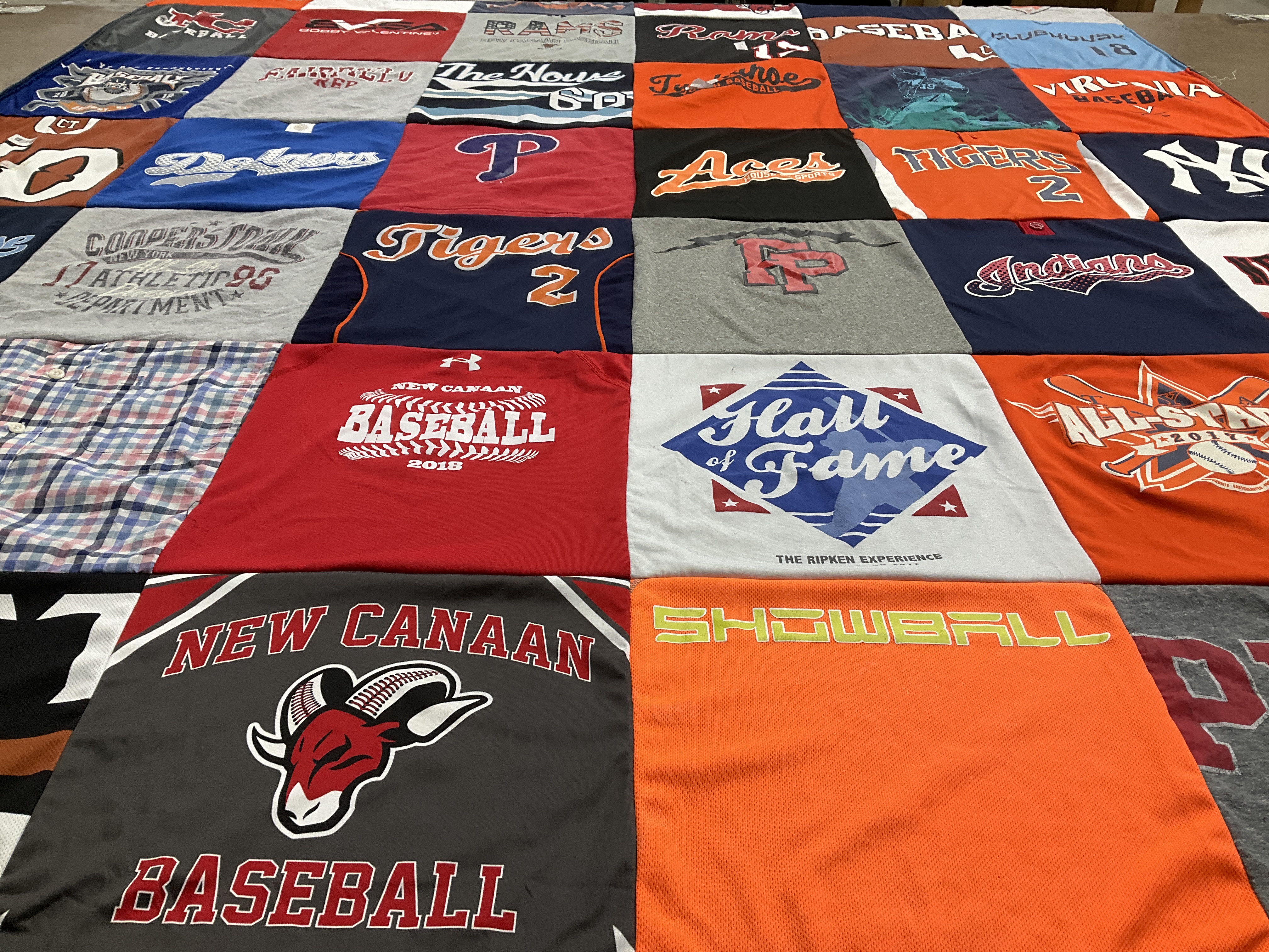 T-shirt quilt featuring new canaan baseball, tigers by Alison from CT