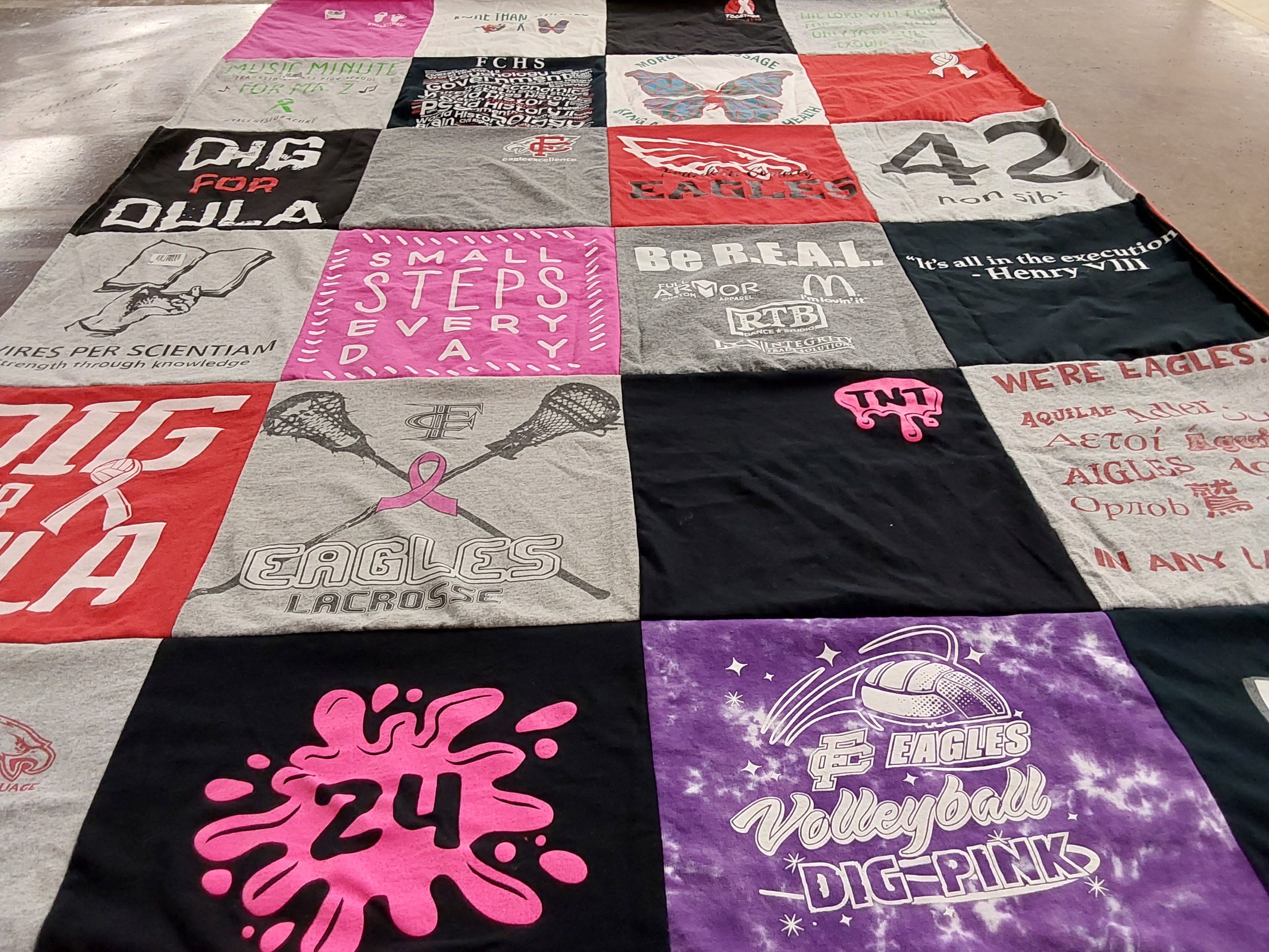 T-shirt quilt featuring eagles volleyball by Allyson from VA
