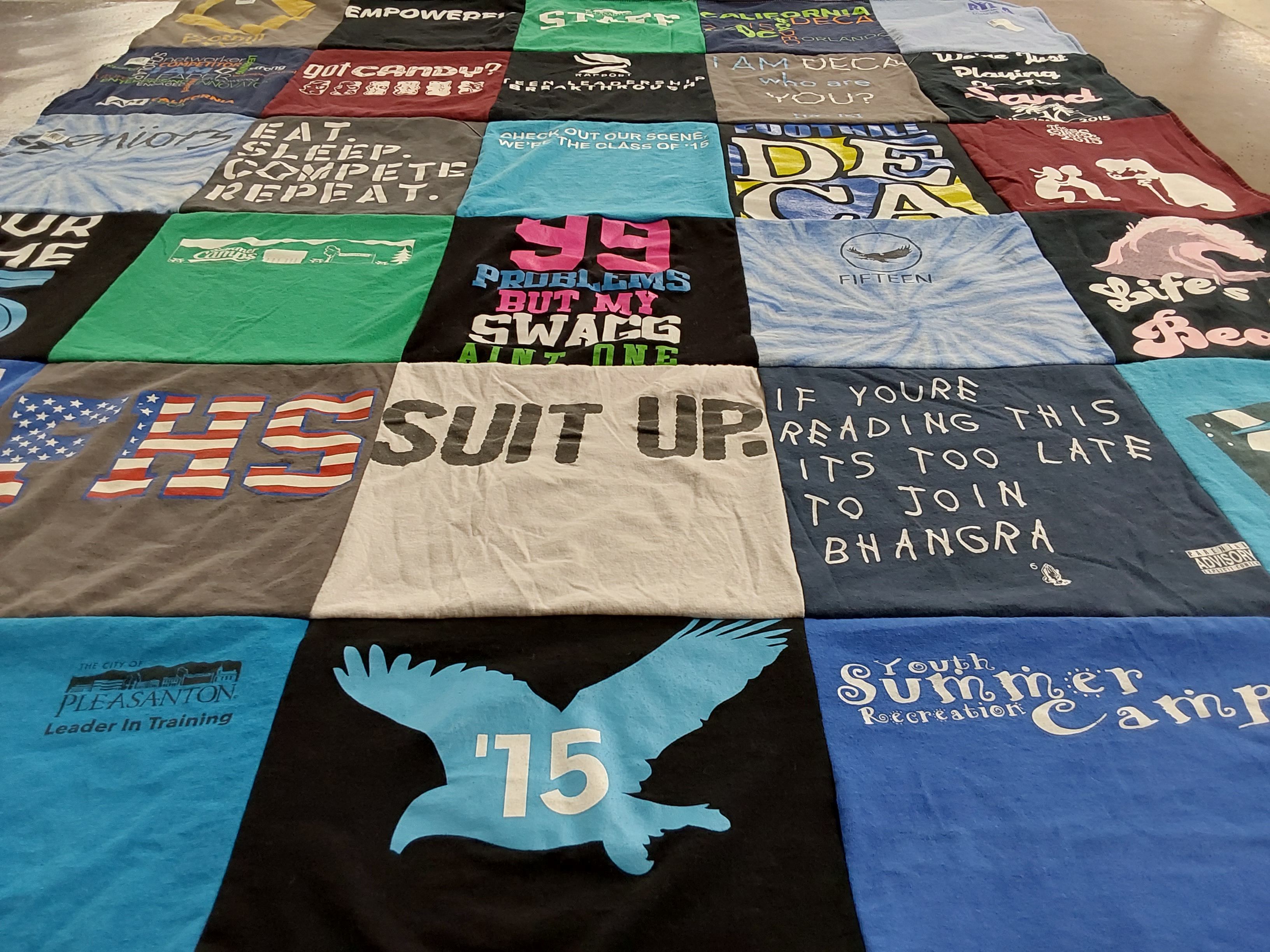 T-shirt quilt from pleasanton high school by Shivi from CA