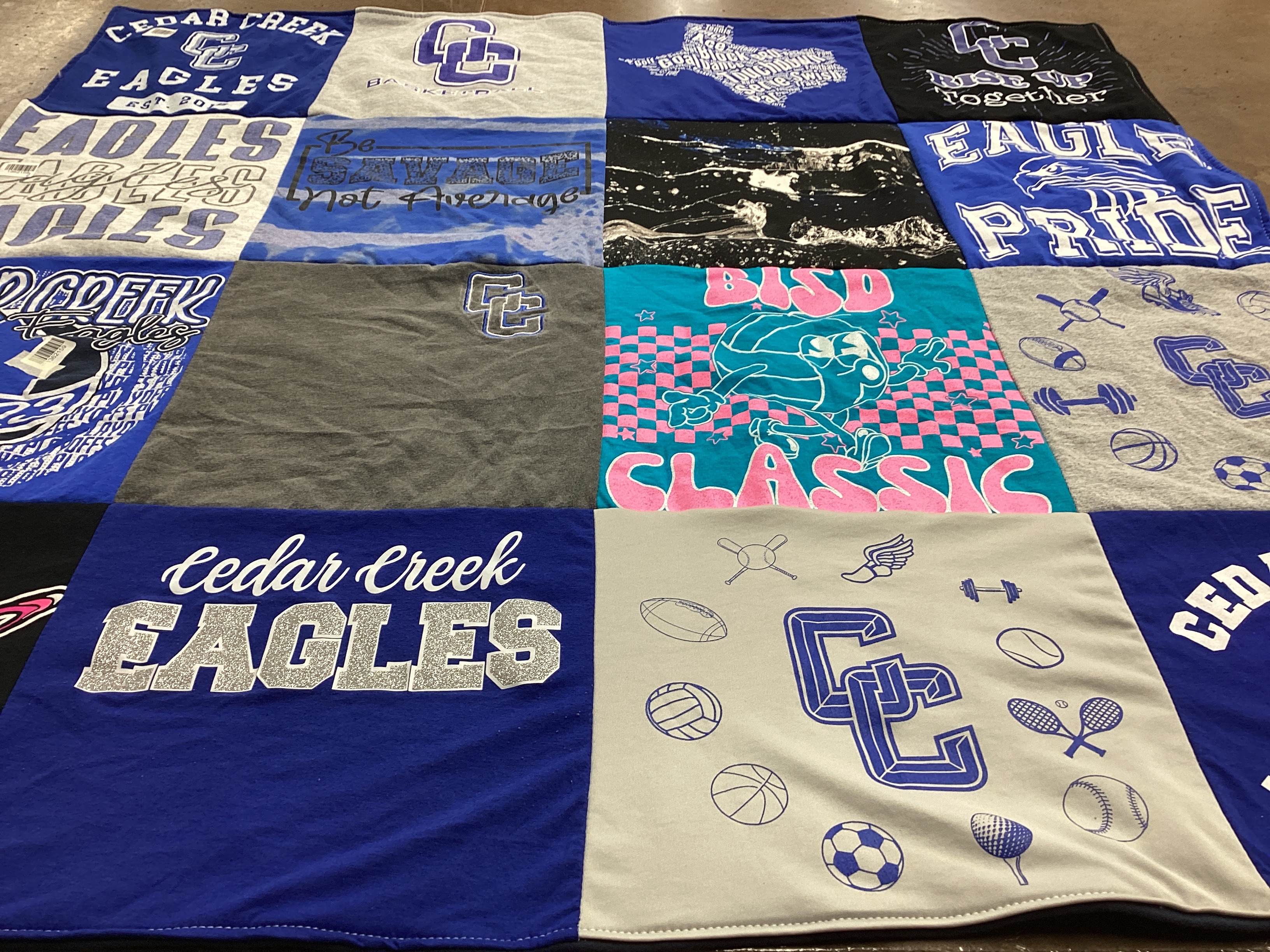 T-shirt quilt featuring cedar creek eagles by Marianne from TX