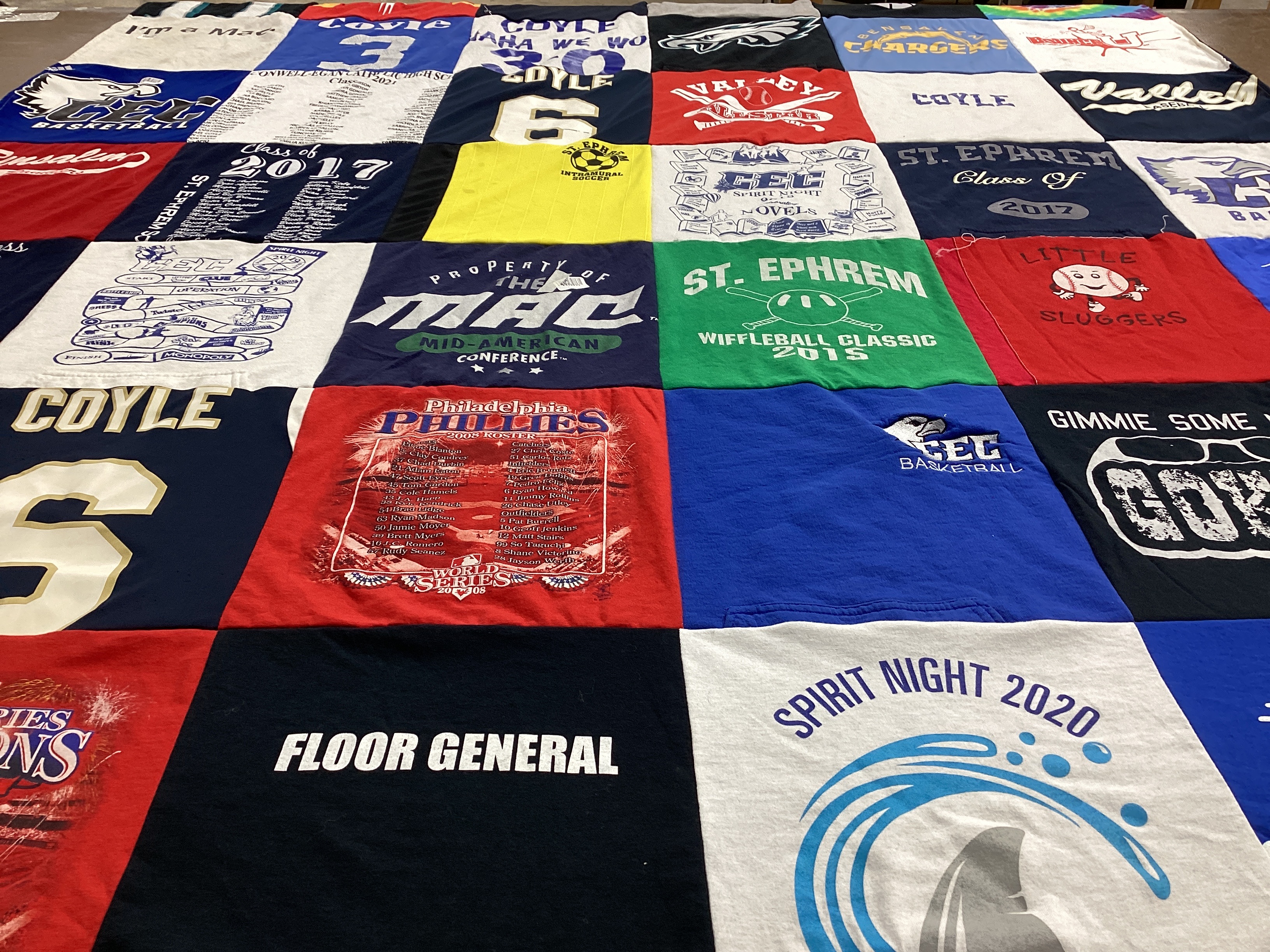 T-shirt quilt featuring philadelphia phillies, st ephrem basketball team by Amy from PA