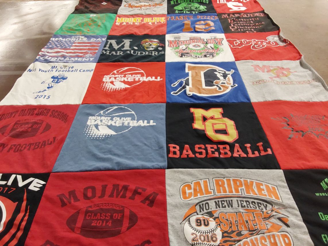T-shirt quilt featuring mount olive basketball, mount olive football by Virginia from NJ