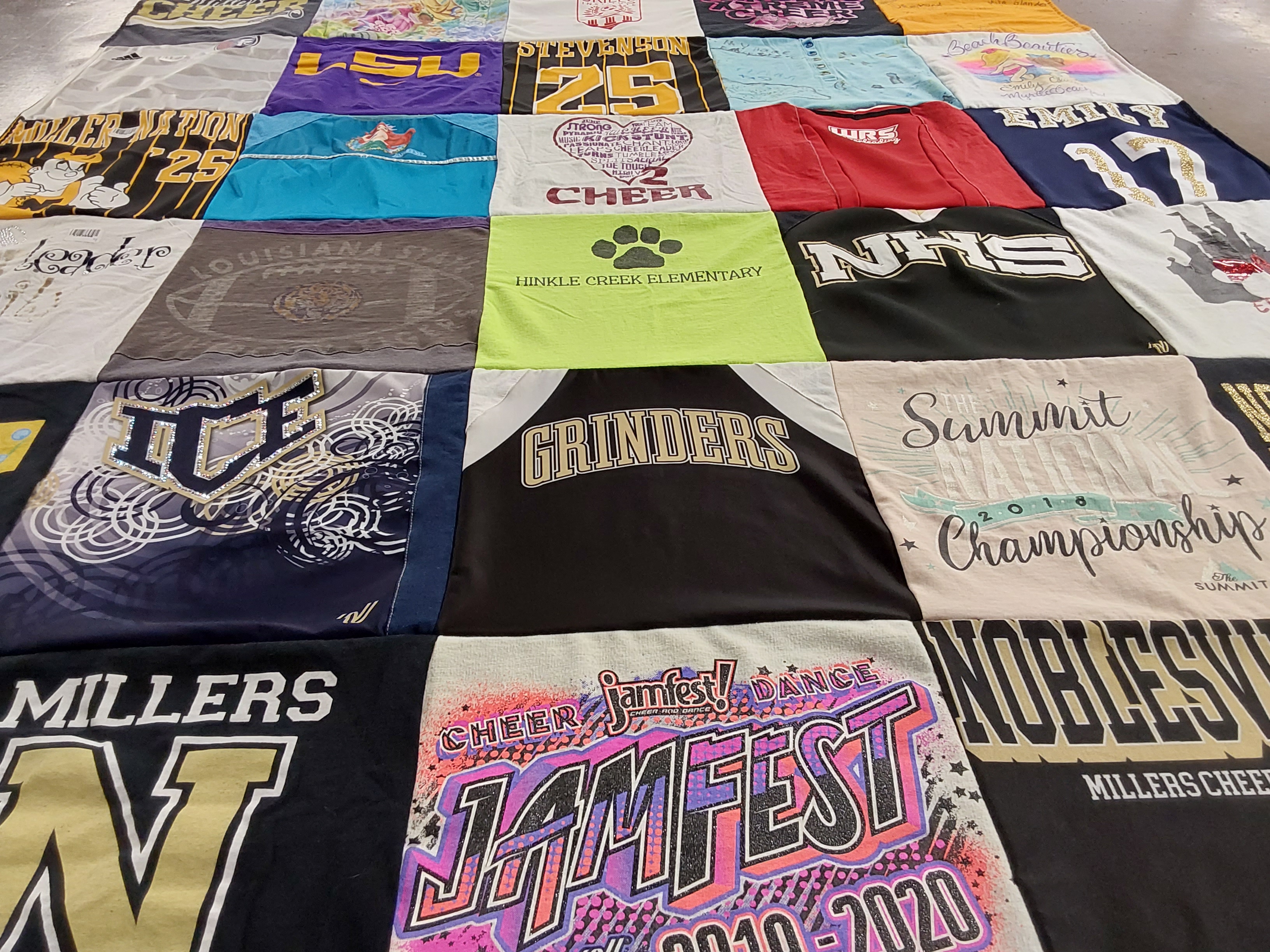 T-shirt quilt from noblesville high school, stevenson university by Betsy from IN