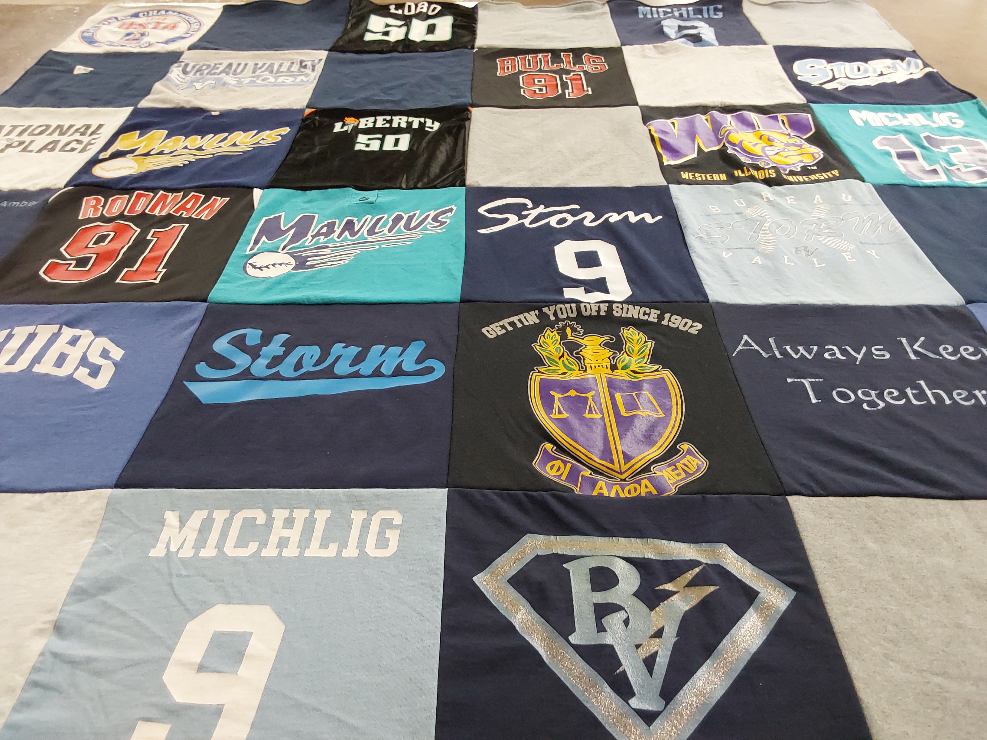 T-shirt quilt featuring bulls, storm by Wendy from IL