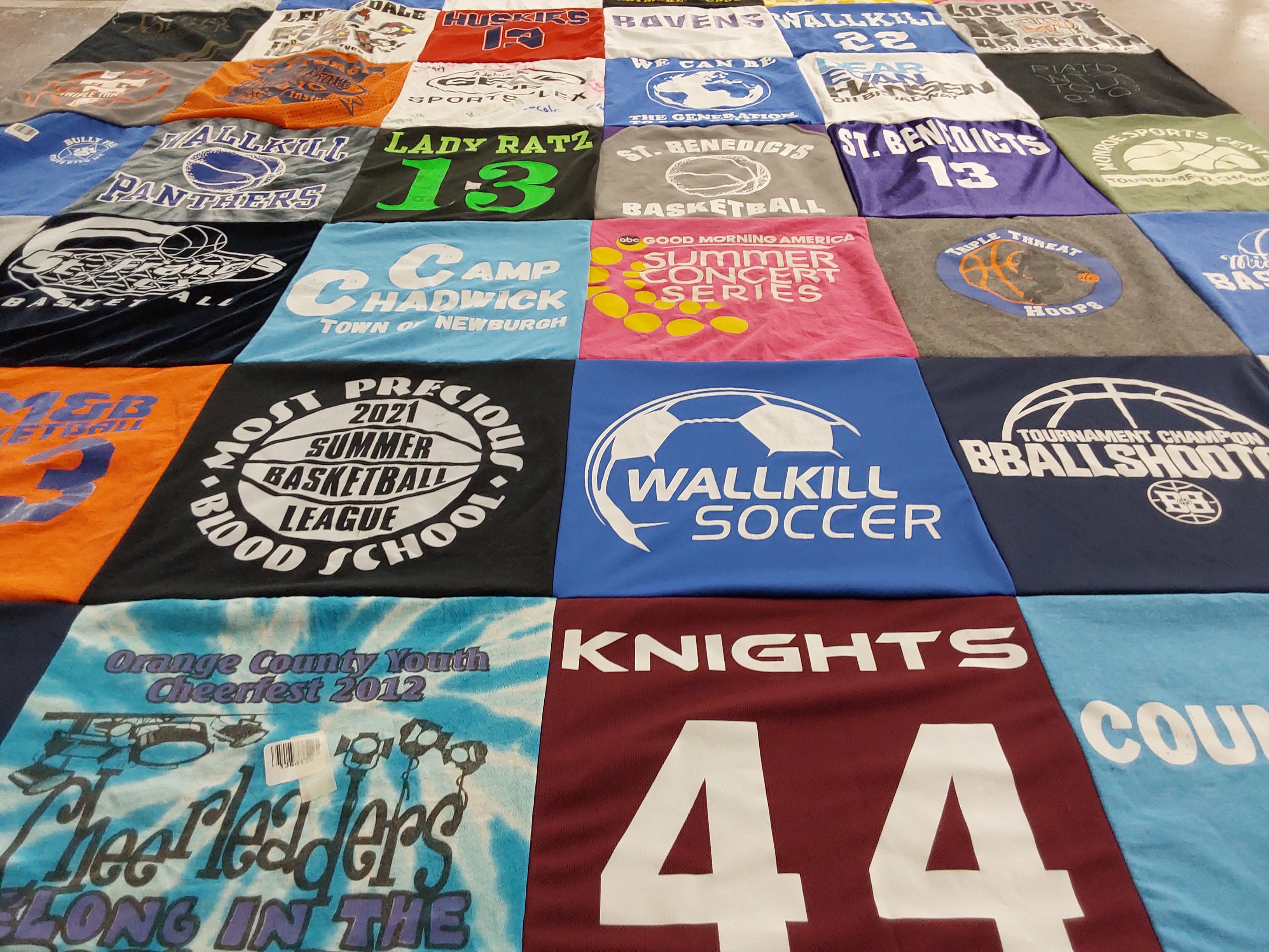 T-shirt quilt featuring wallkill soccer, most precious blood school basketball by melissa from NY