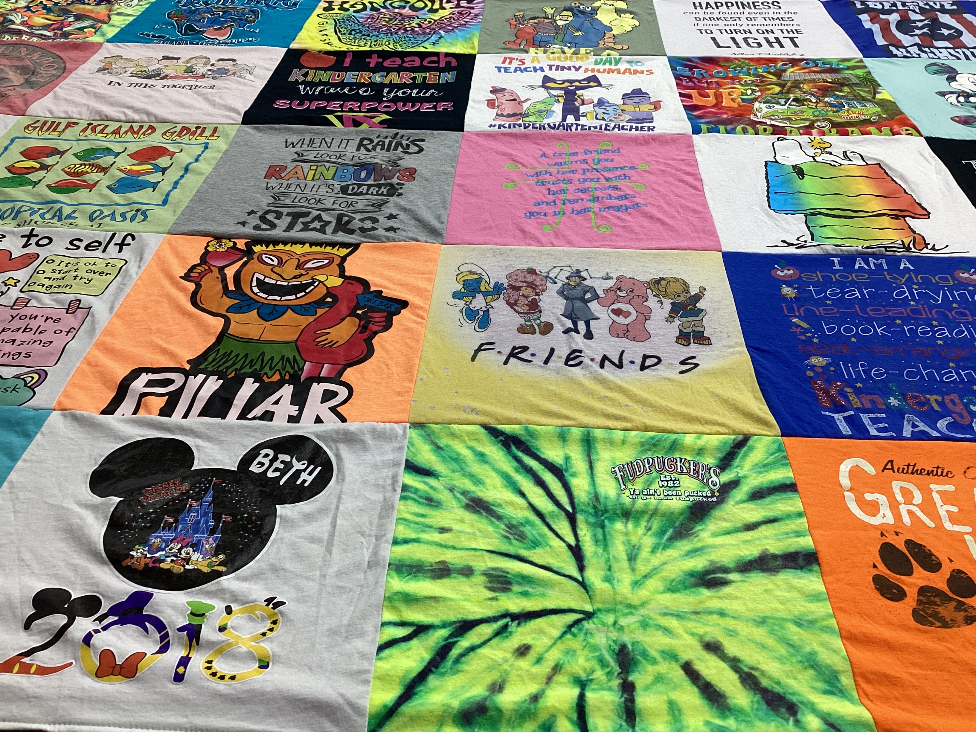 T-shirt quilt with teaching, education themes by Elizabeth from TN