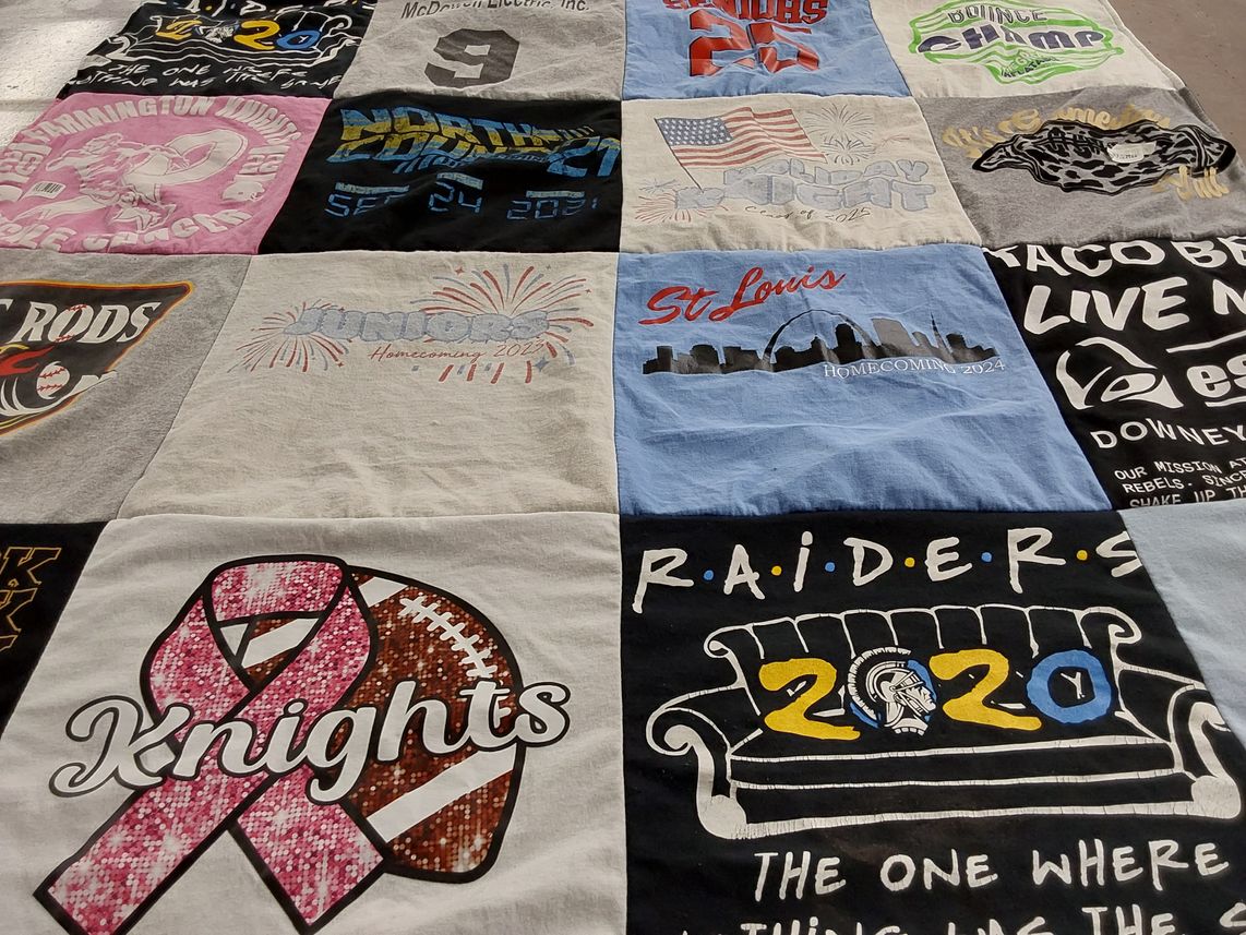 T-shirt quilt featuring knights, raiders by Lisa from MO