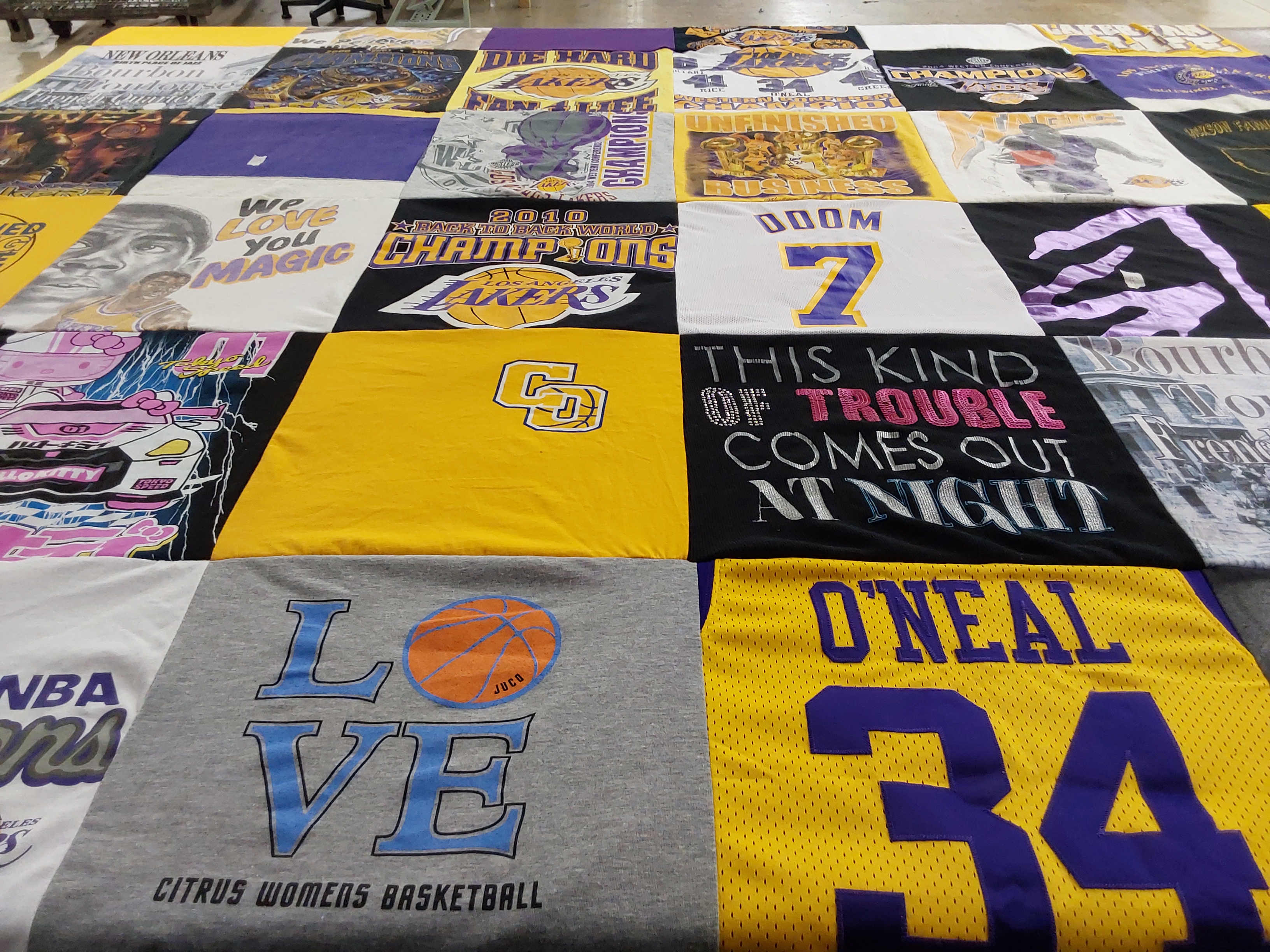 T-shirt quilt featuring los angeles lakers by Patrice from CA