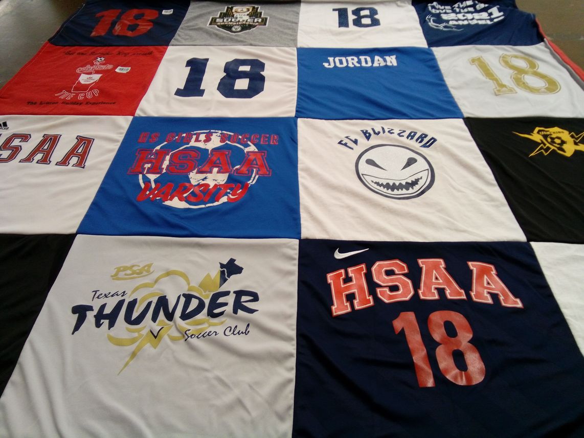 T-shirt quilt featuring hsaa, texas thunder soccer club by Rebecca from TX