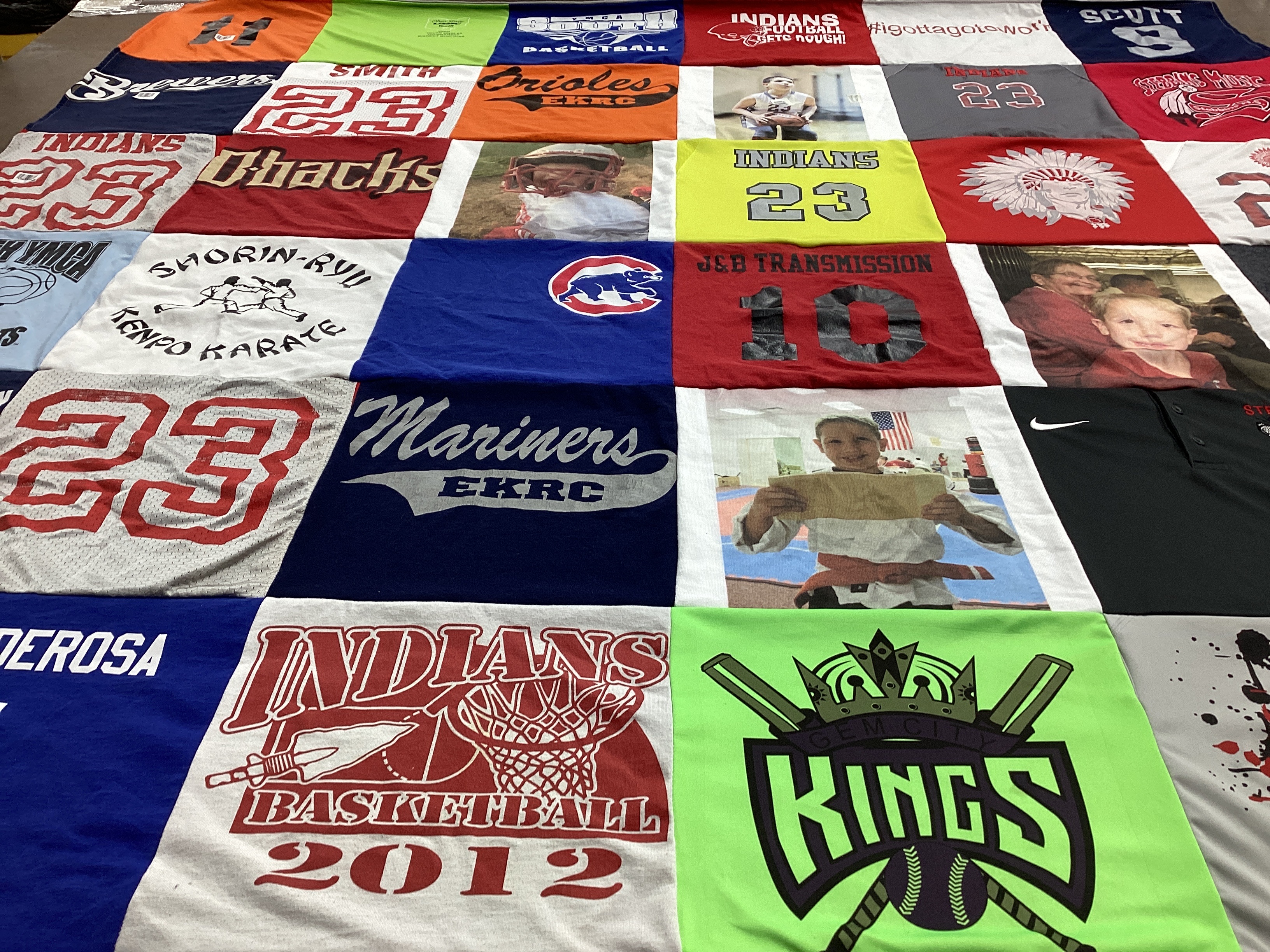 T-shirt quilt featuring indians basketball by Sue from OH