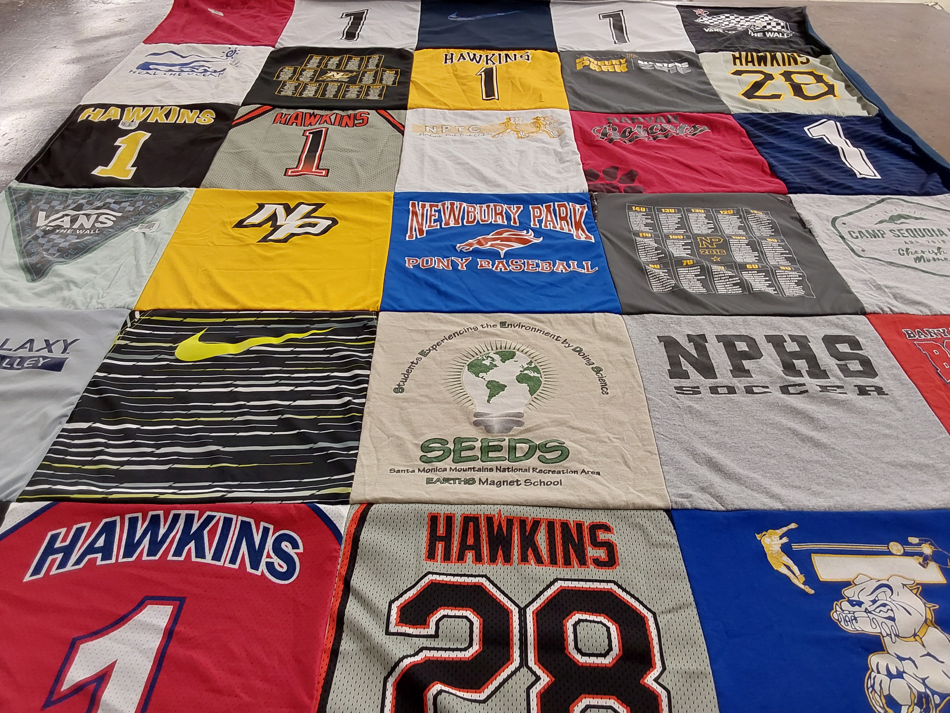 T-shirt quilt featuring newbury park high school, np soccer by Denise from CA