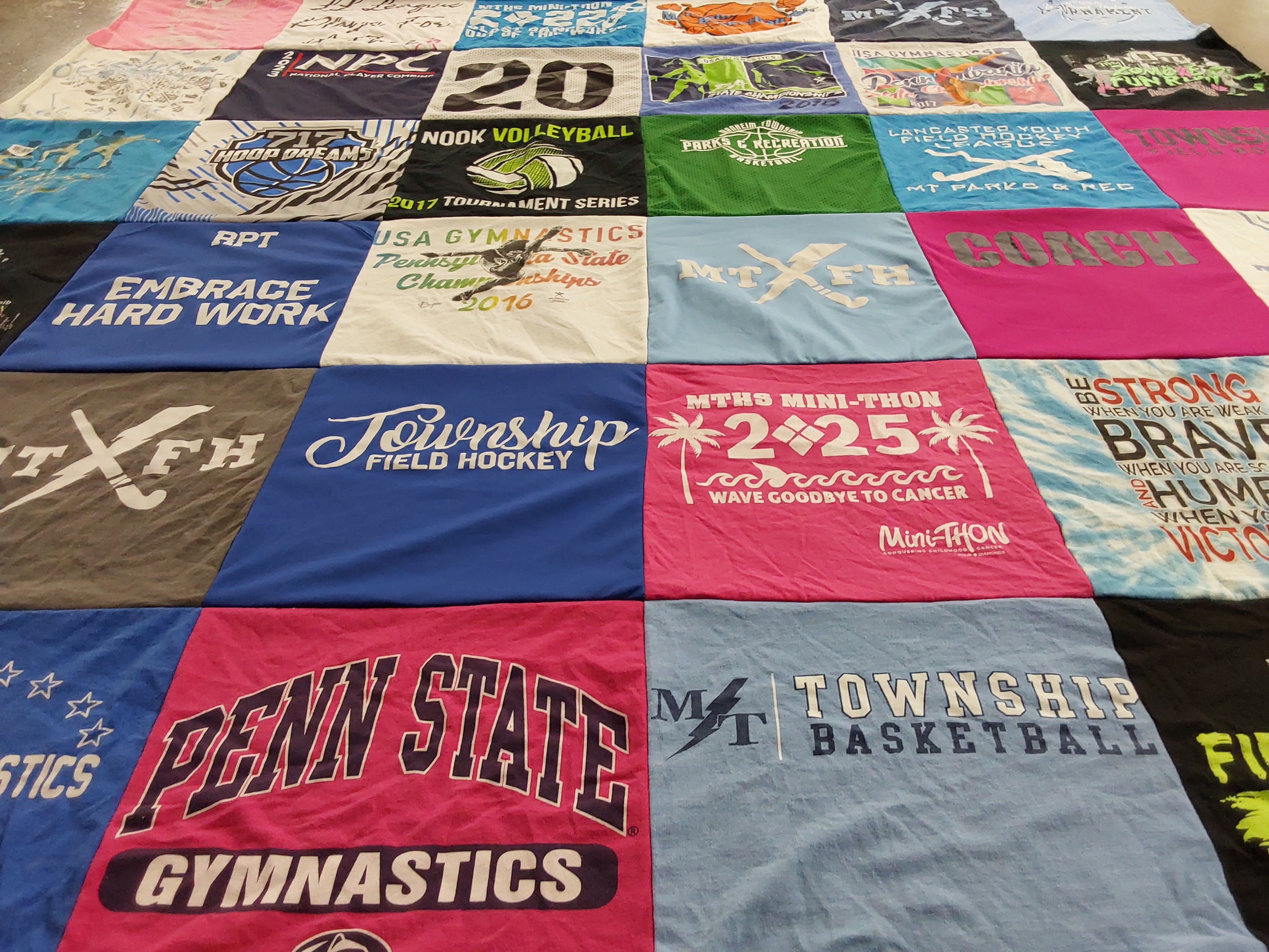 T-shirt quilt featuring mt township basketball, mt township field hockey by Marie from PA