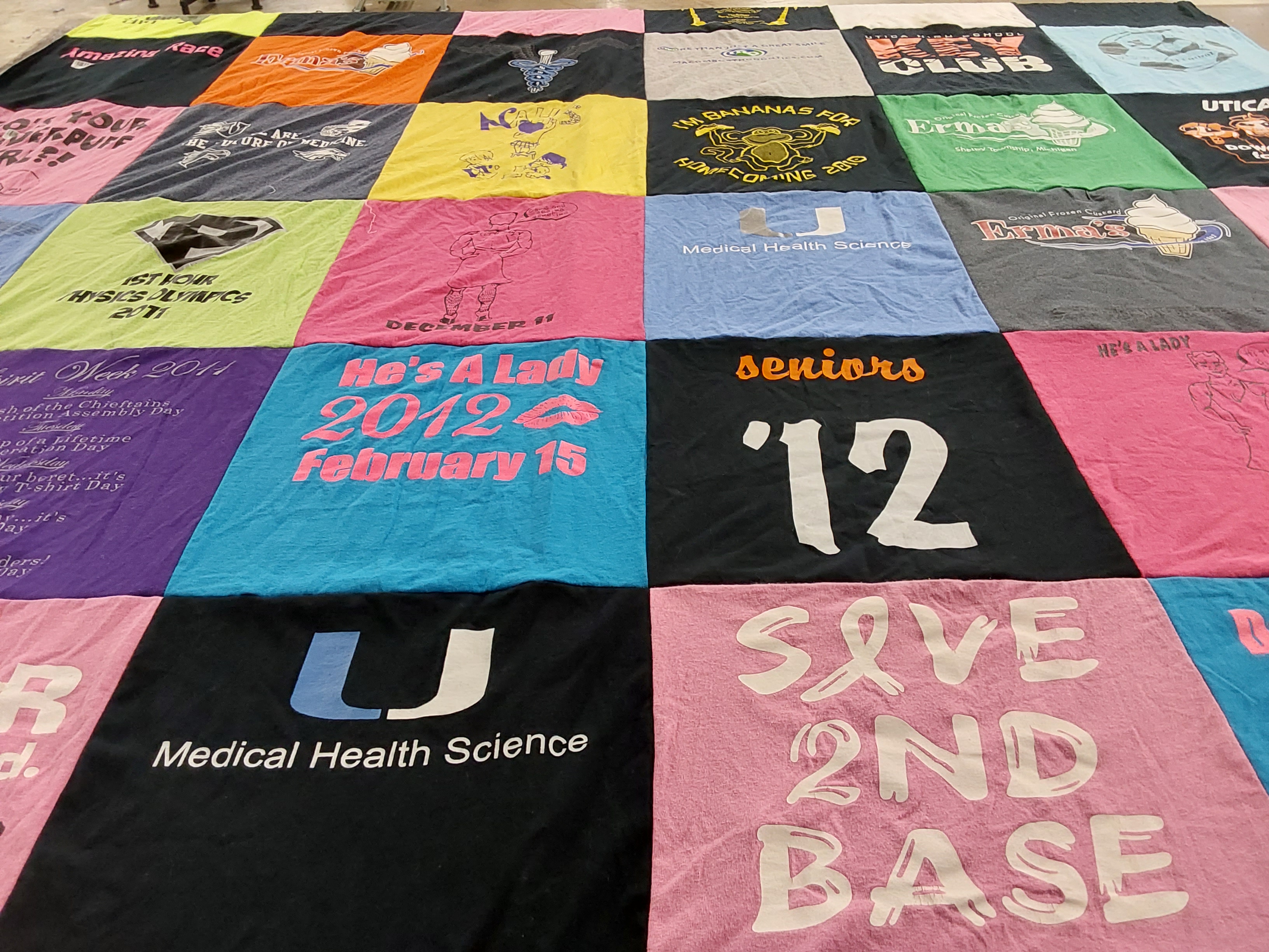 T-shirt quilt from utica college by McKenzee from MI