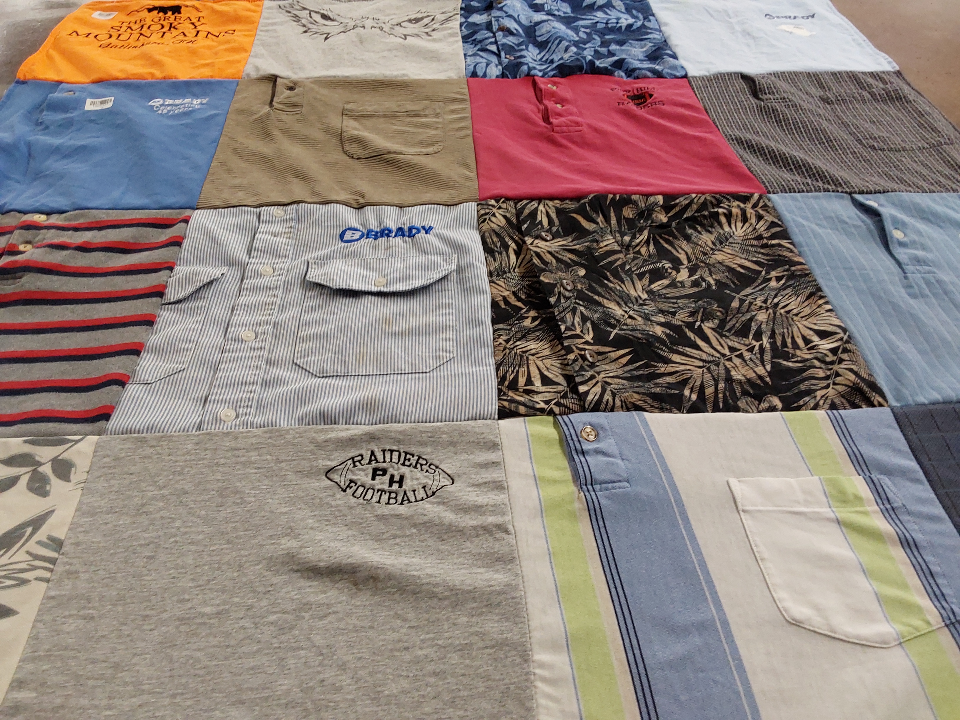 T-shirt quilt with outdoors, sports themes by Martha from NC