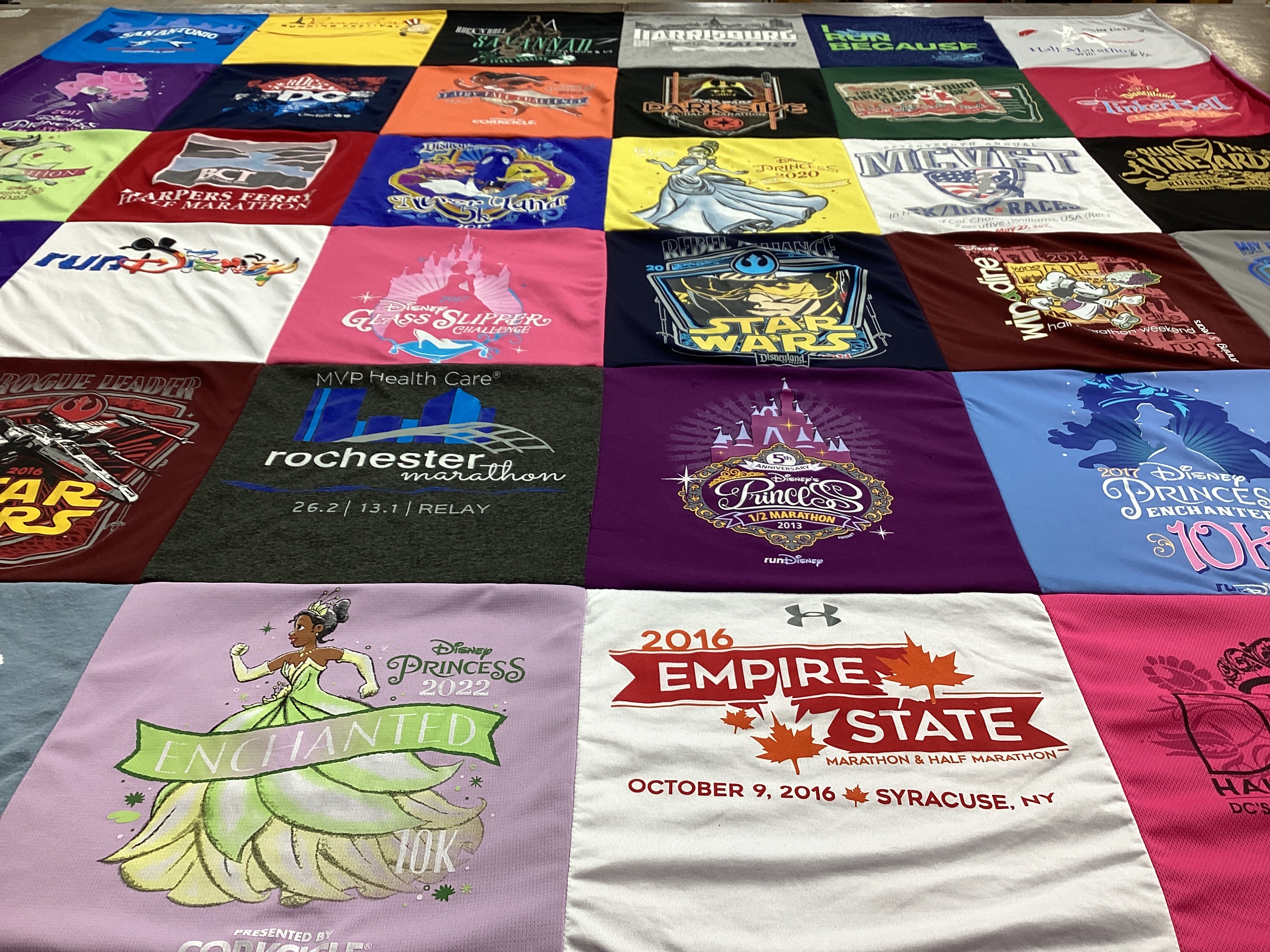T-shirt quilt with running, disney themes by Juliana from FL
