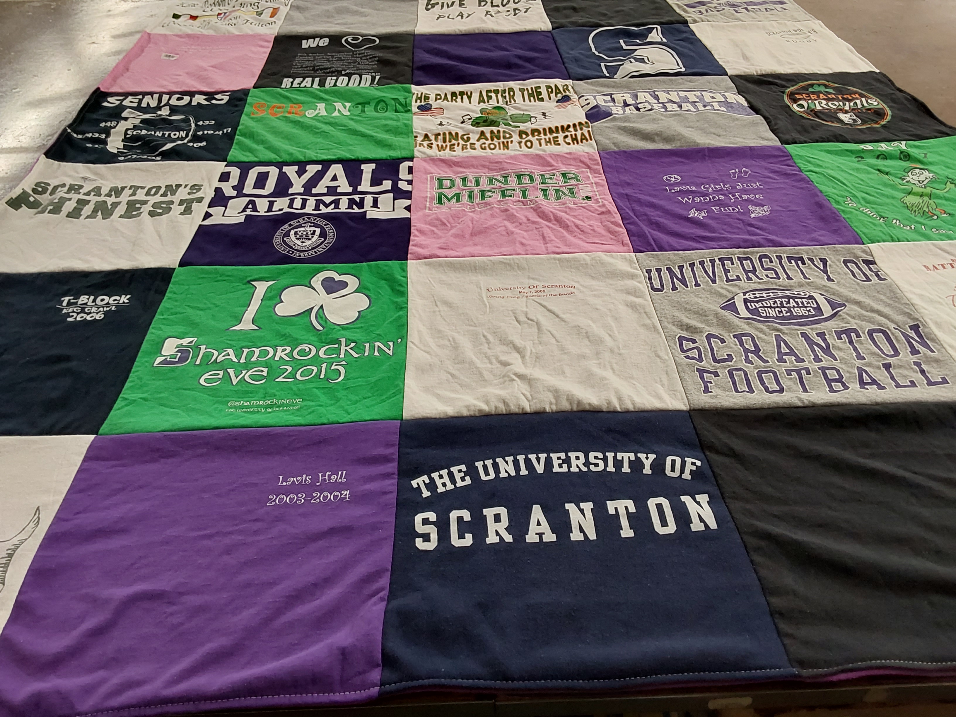 T-shirt quilt featuring the university of scranton football by Christina from NY