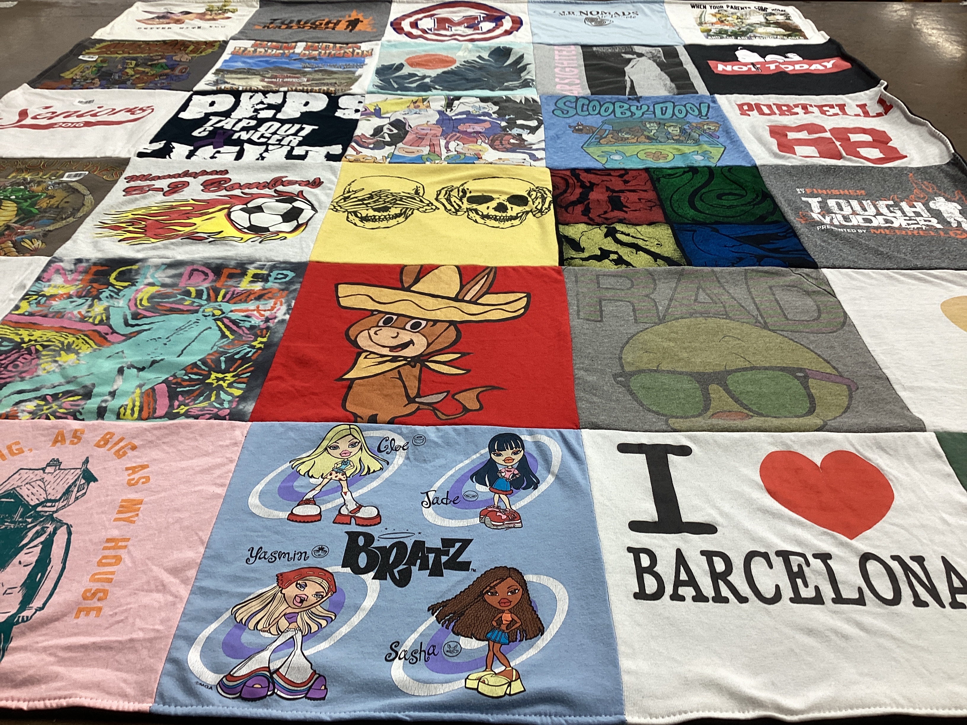 T-shirt quilt with sports, cartoons themes by Jamie from NJ
