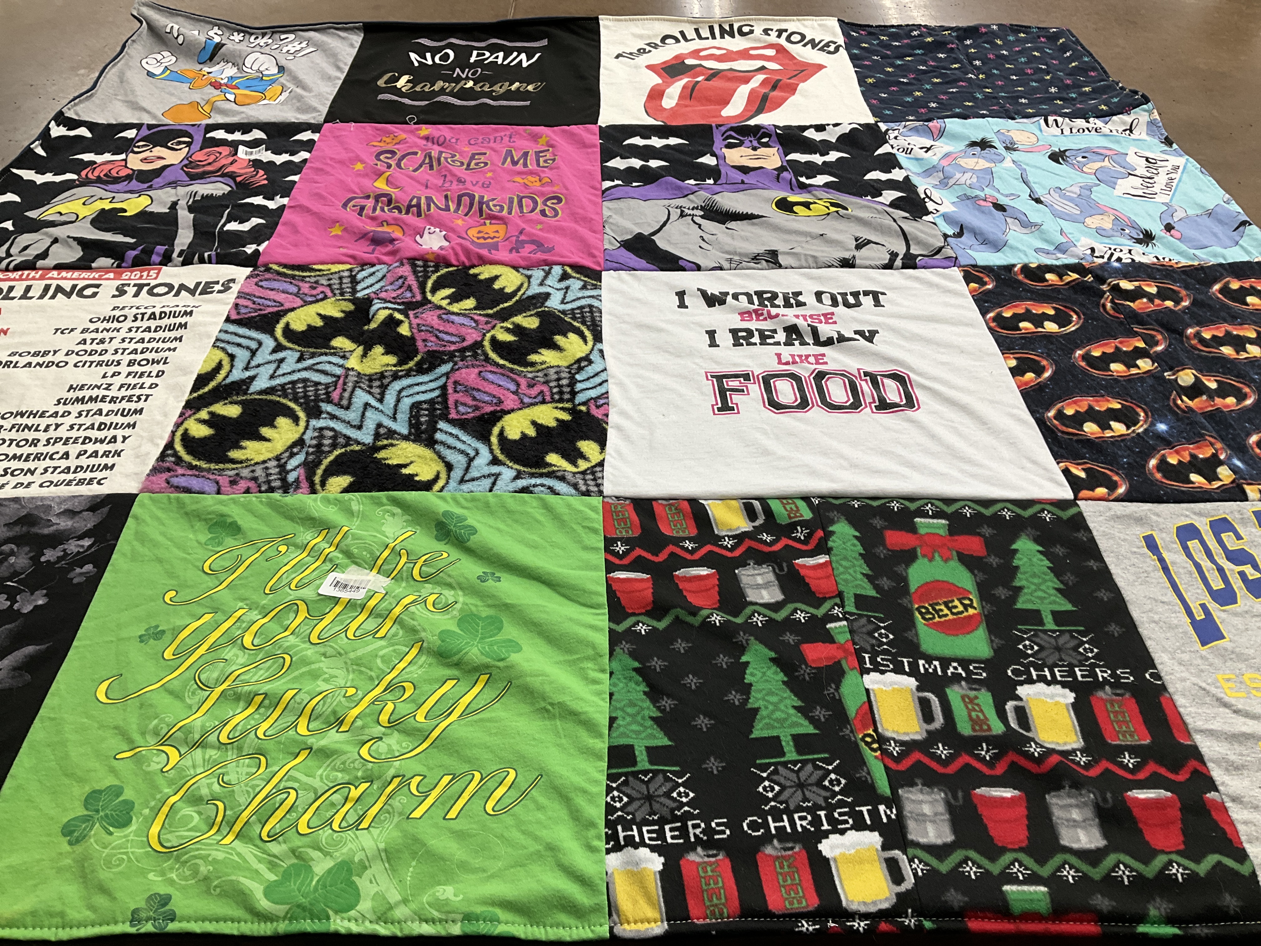 T-shirt quilt with music, holiday themes by Angelina from UT