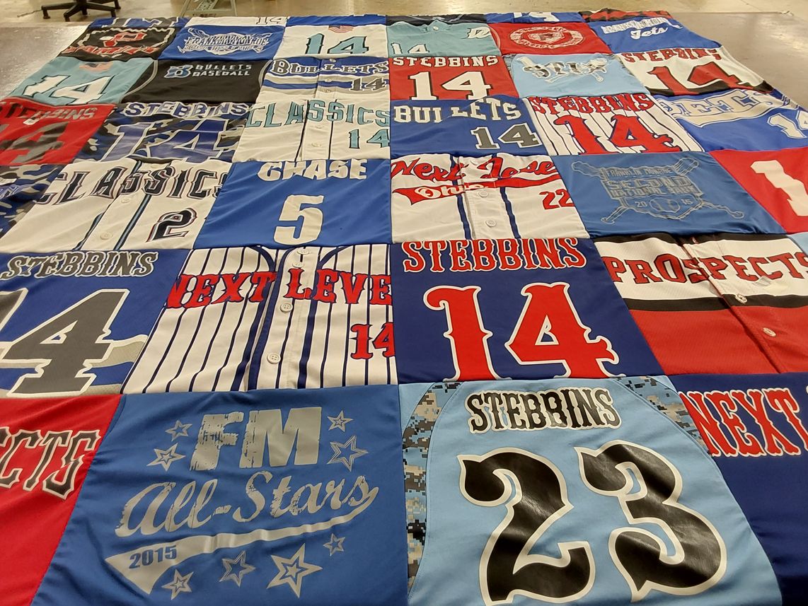 T-shirt quilt featuring stebbins baseball team by Tiffany from OH